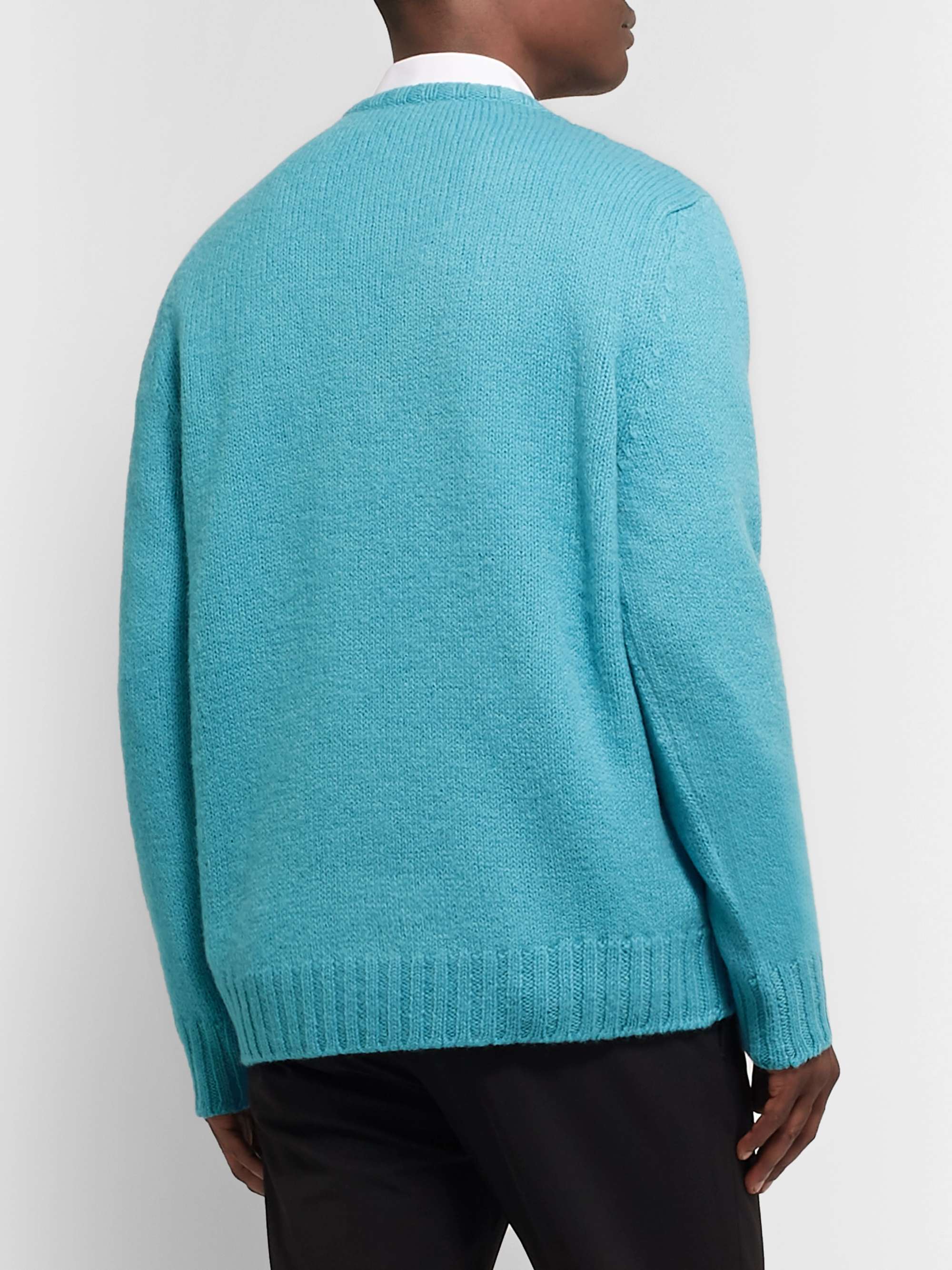 GUCCI Logo-Appliquéd Brushed-Wool Sweater