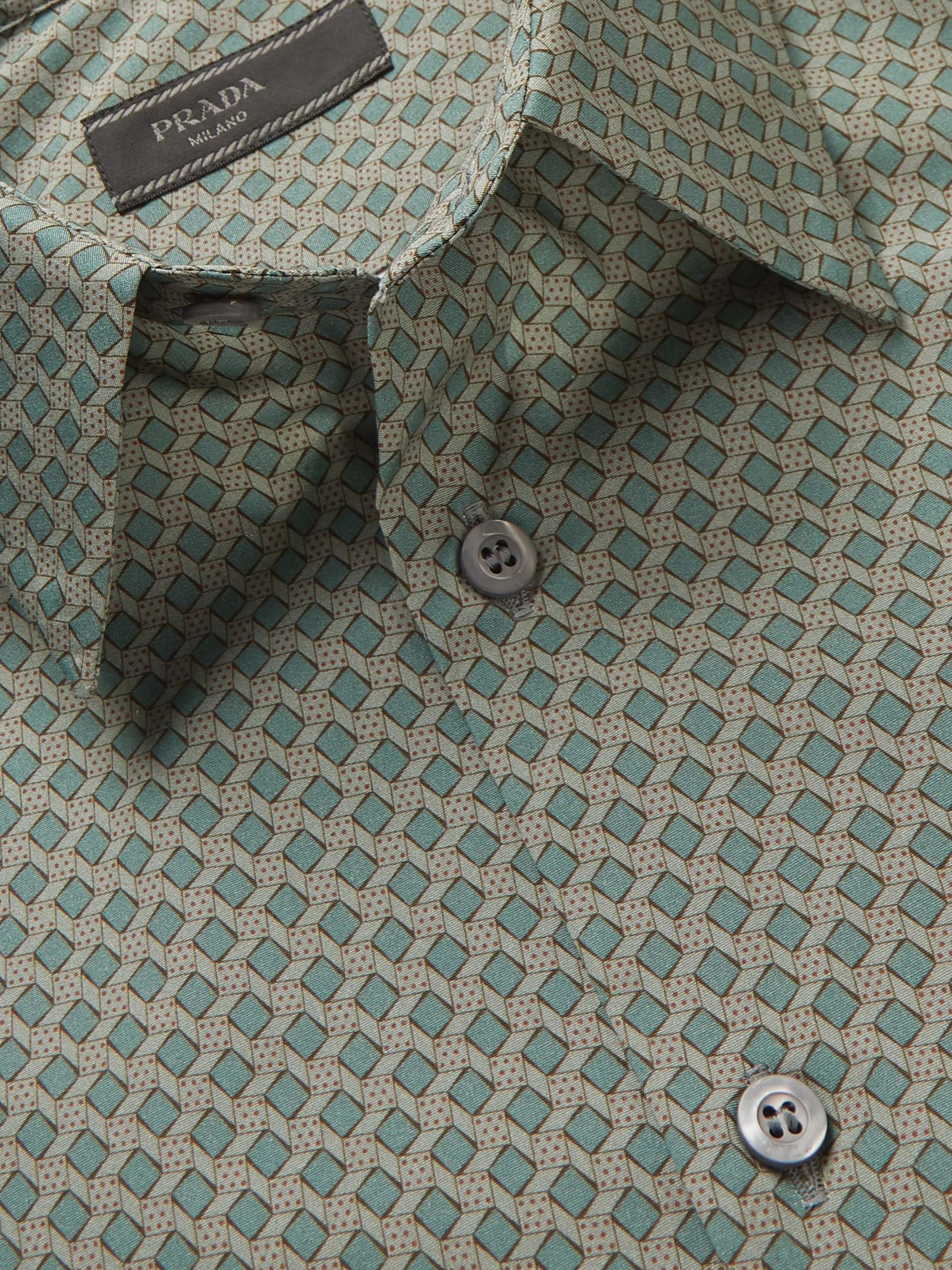PRADA Printed Cotton-Blend Poplin Shirt