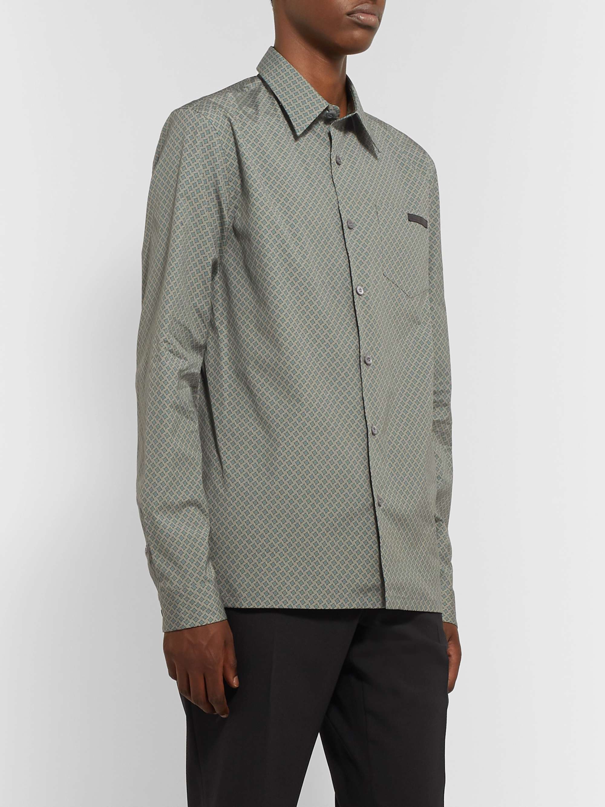 PRADA Printed Cotton-Blend Poplin Shirt