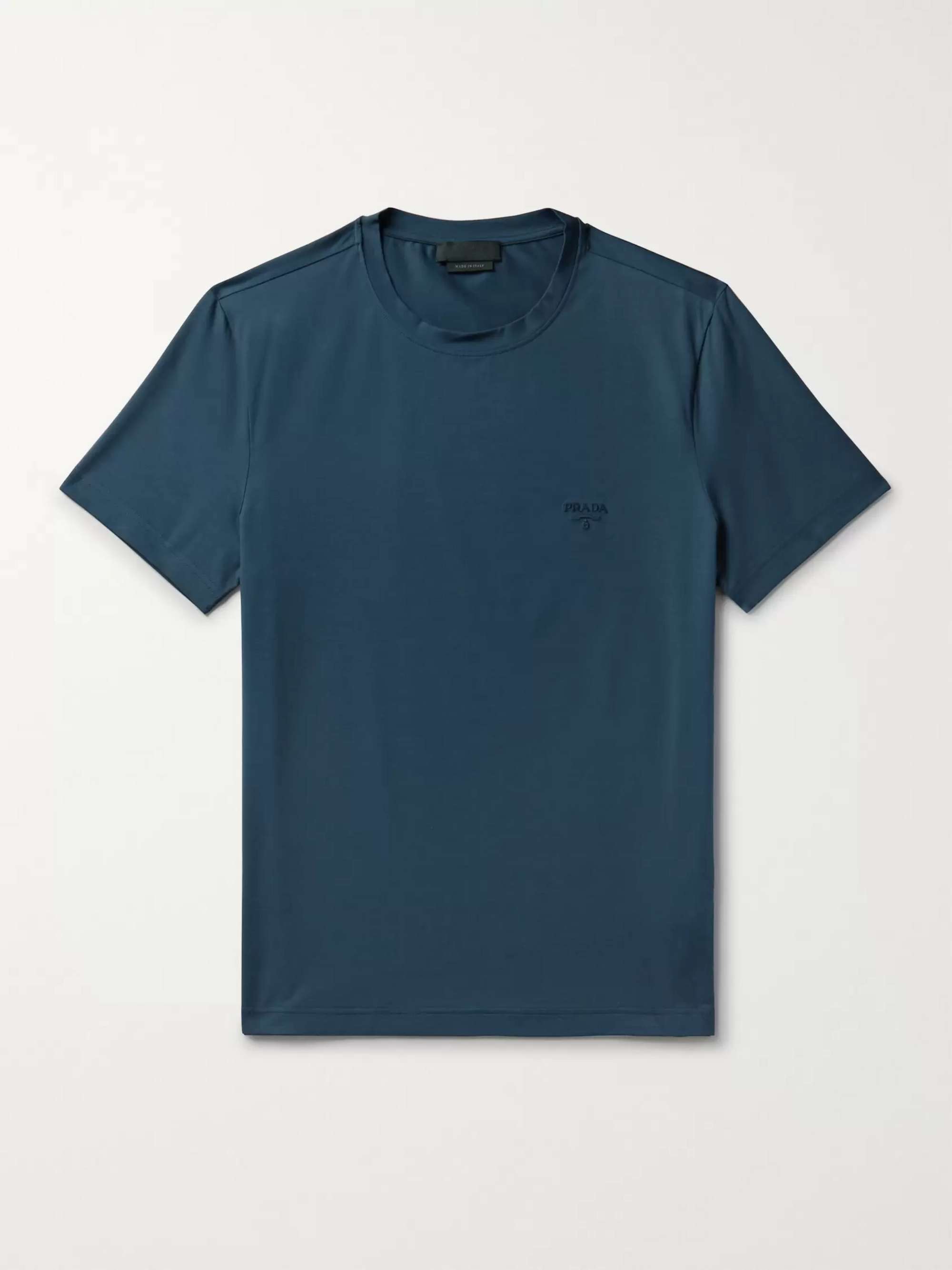 PRADA Slim-Fit Logo-Embroidered Stretch Cotton-Jersey T-Shirt