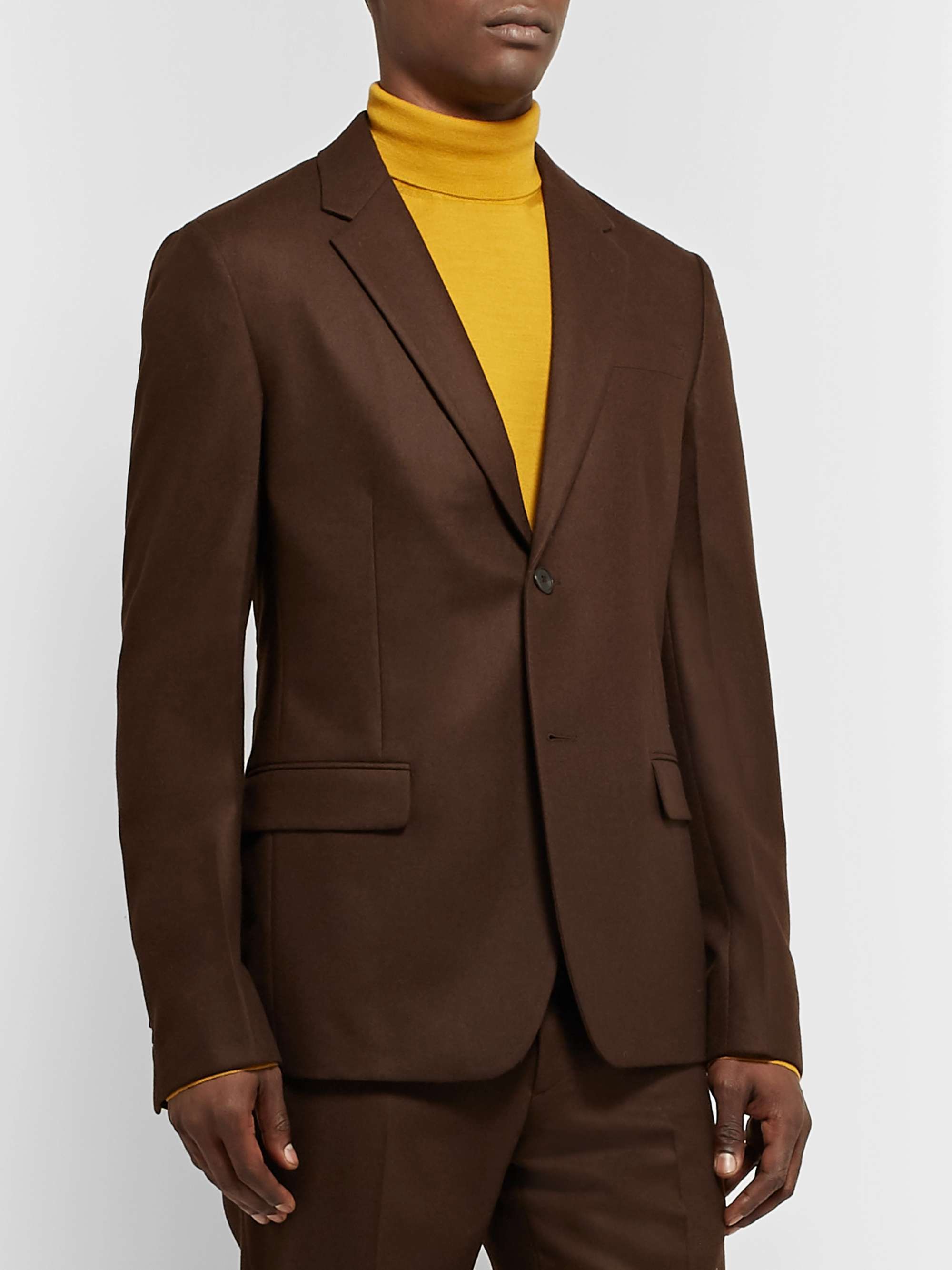 PRADA Black Slim-Fit Unstructured Wool-Flannel Suit Jacket