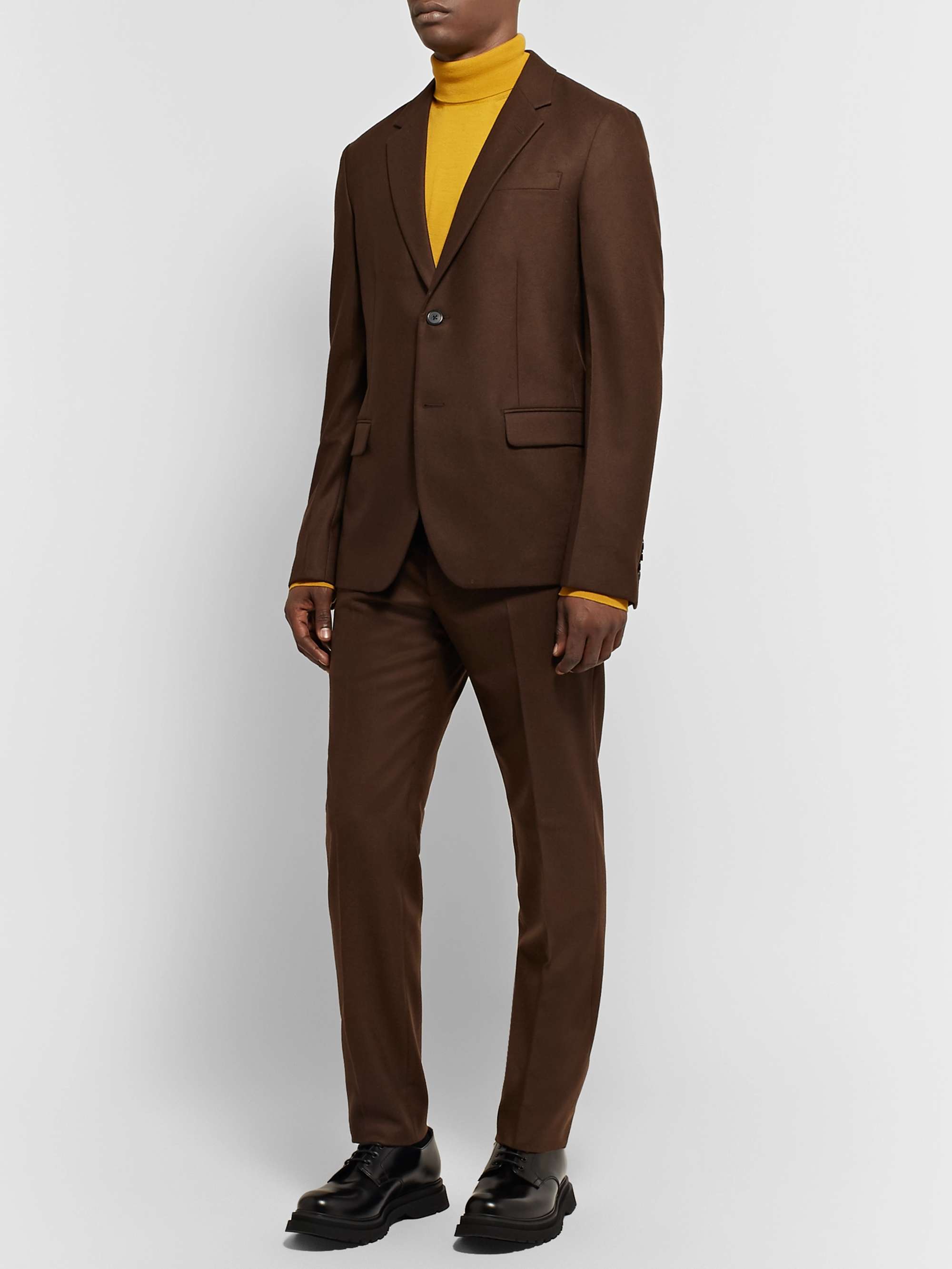 PRADA Black Slim-Fit Unstructured Wool-Flannel Suit Jacket