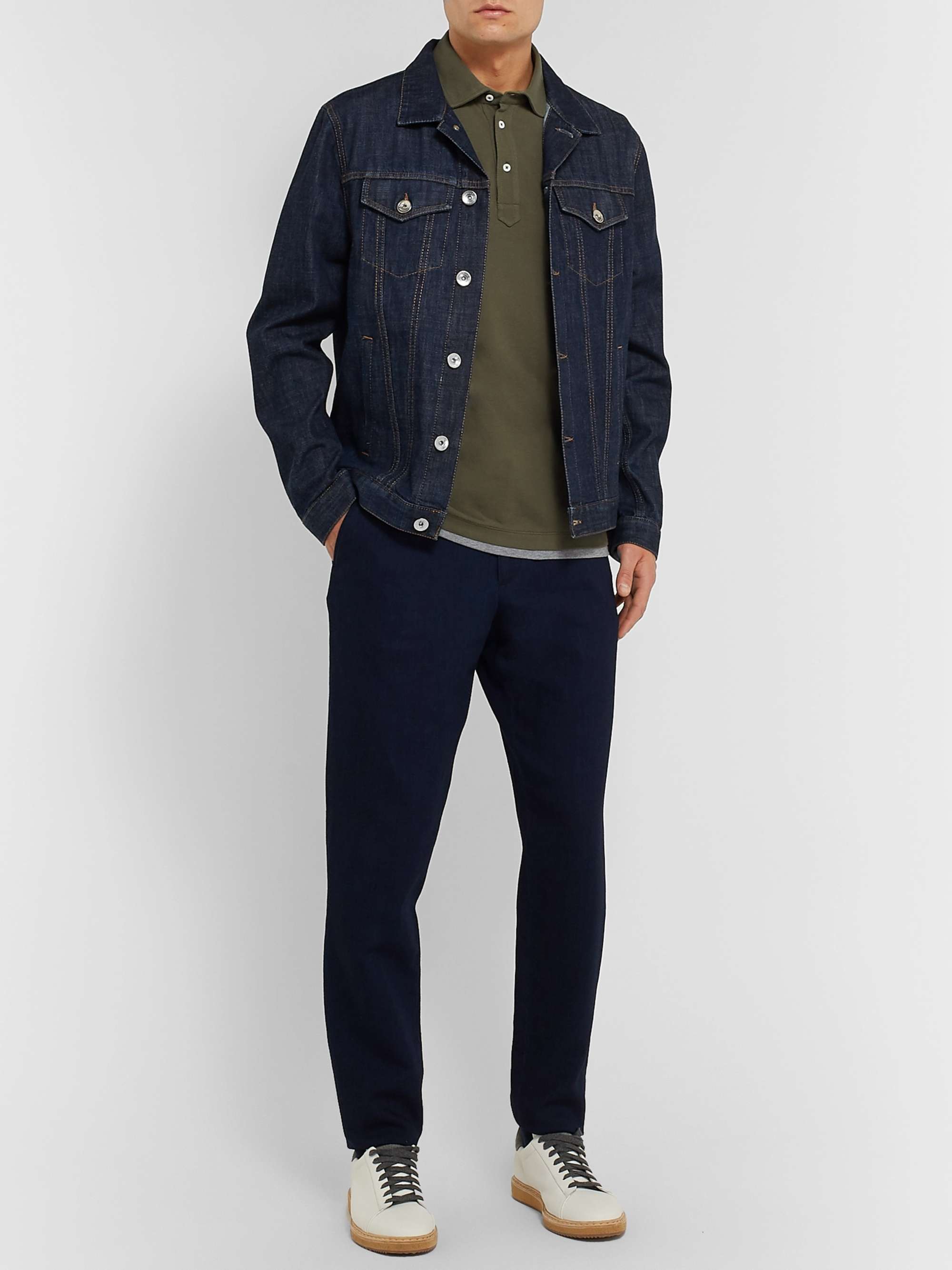 BRUNELLO CUCINELLI Slim-Fit Layered Mélange Cotton-Piqué Polo Shirt