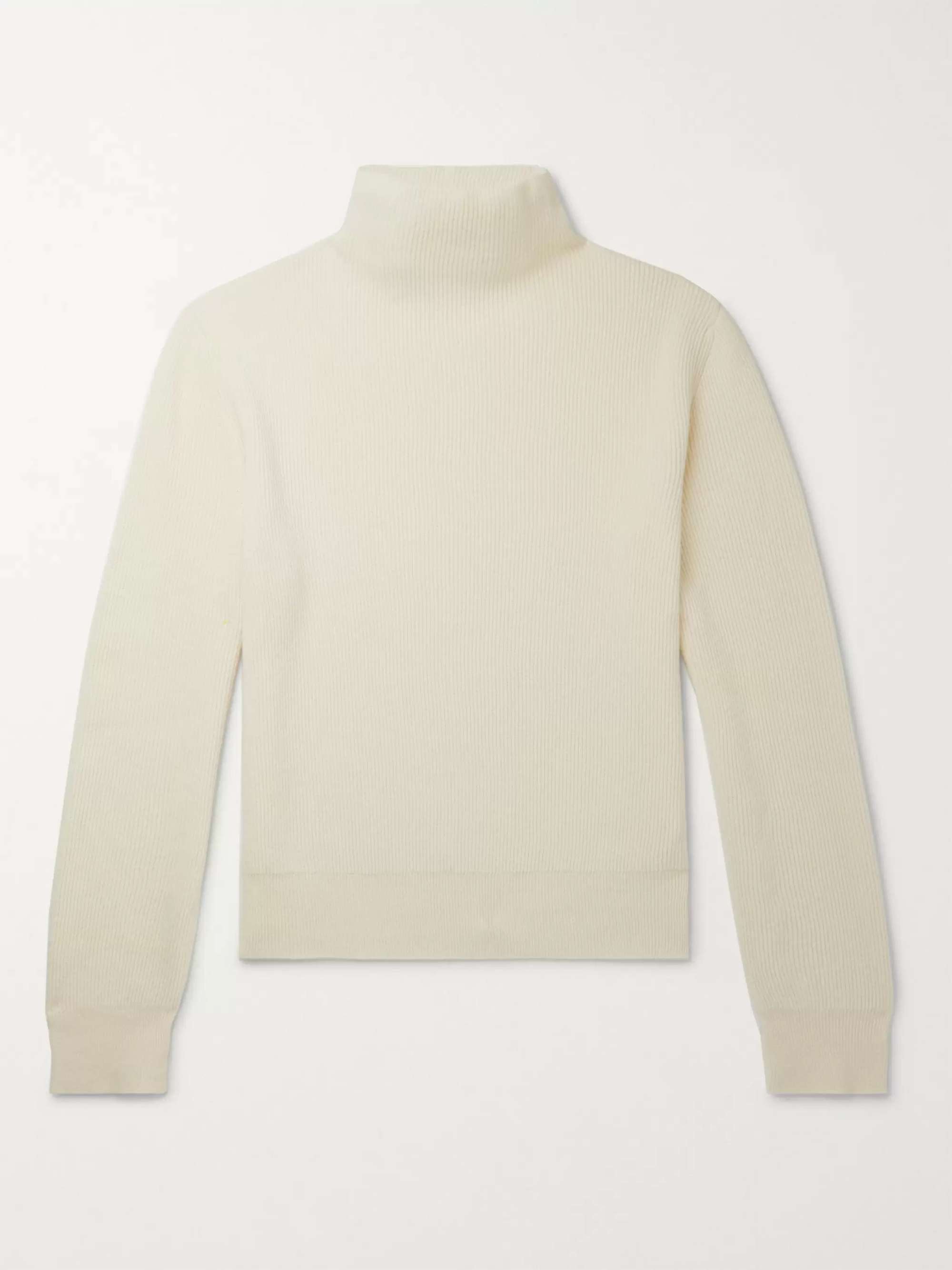 THE ROW Daniel Ribbed Cashmere Mock-Neck Sweater