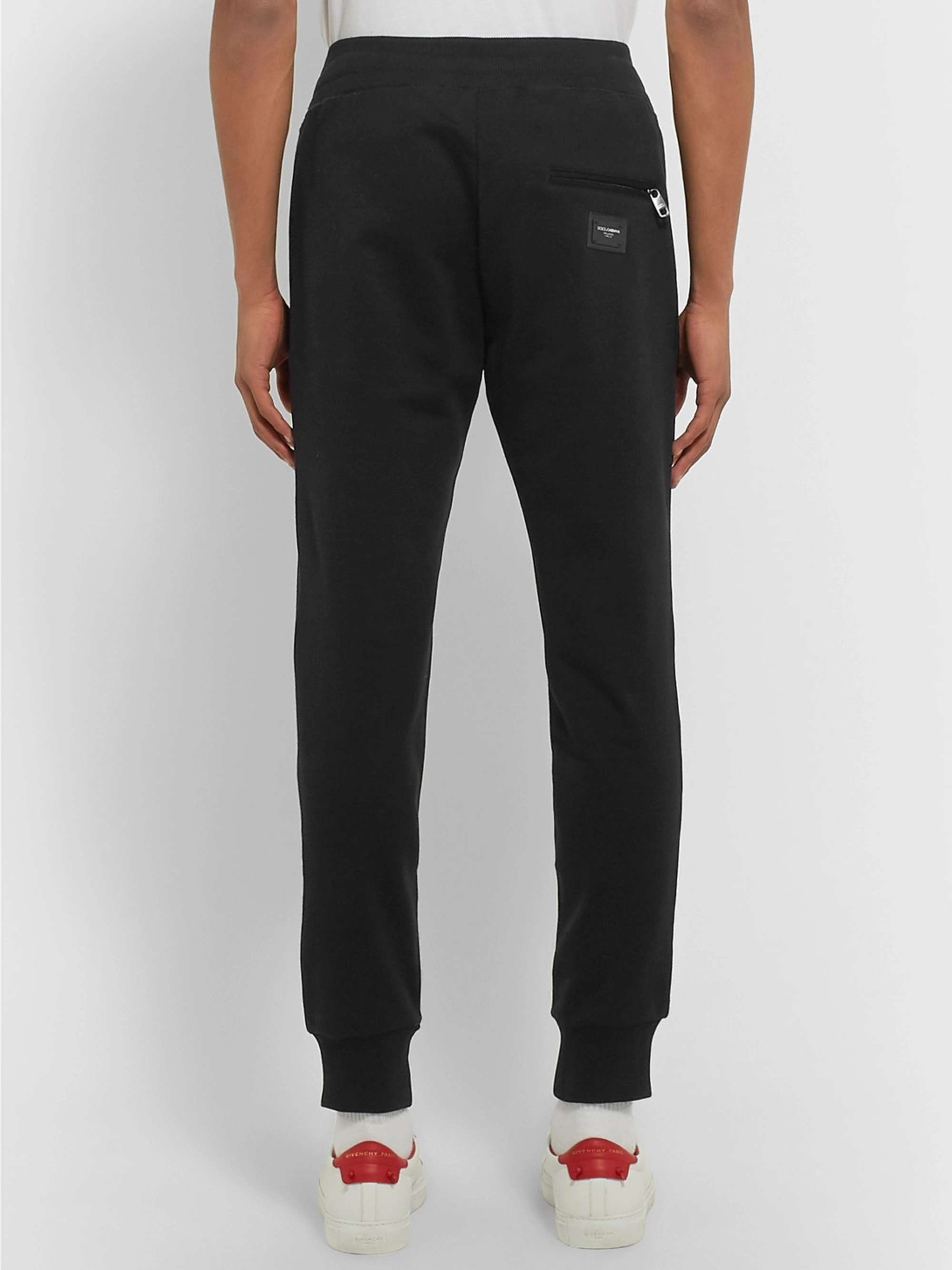 DOLCE&GABBANA Slim-Fit Tapered Logo-Appliquéd Cotton-Jersey Sweatpants