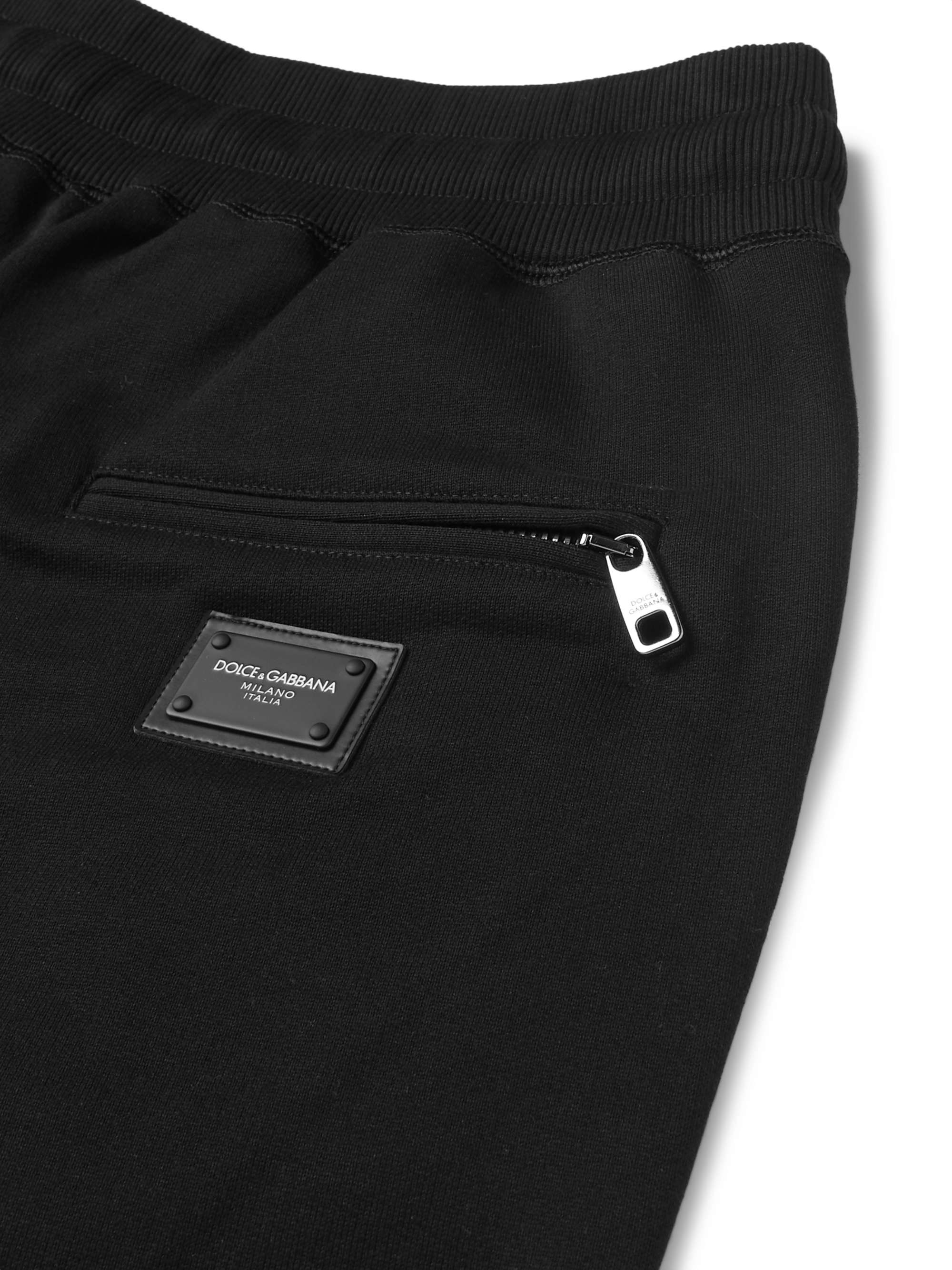 DOLCE&GABBANA Slim-Fit Tapered Logo-Appliquéd Cotton-Jersey Sweatpants