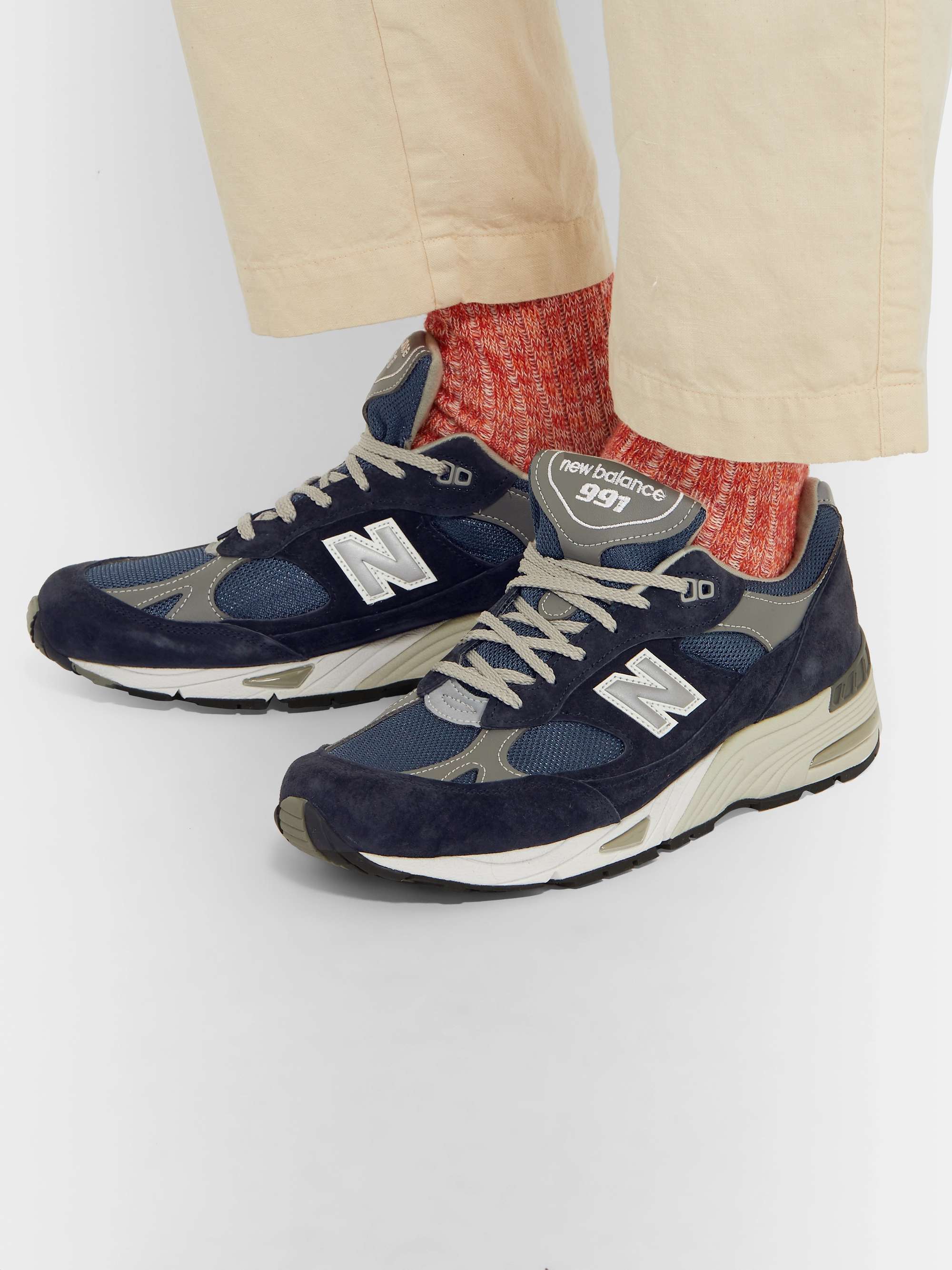 NEW BALANCE 991 Suede, Mesh and Leather Sneakers