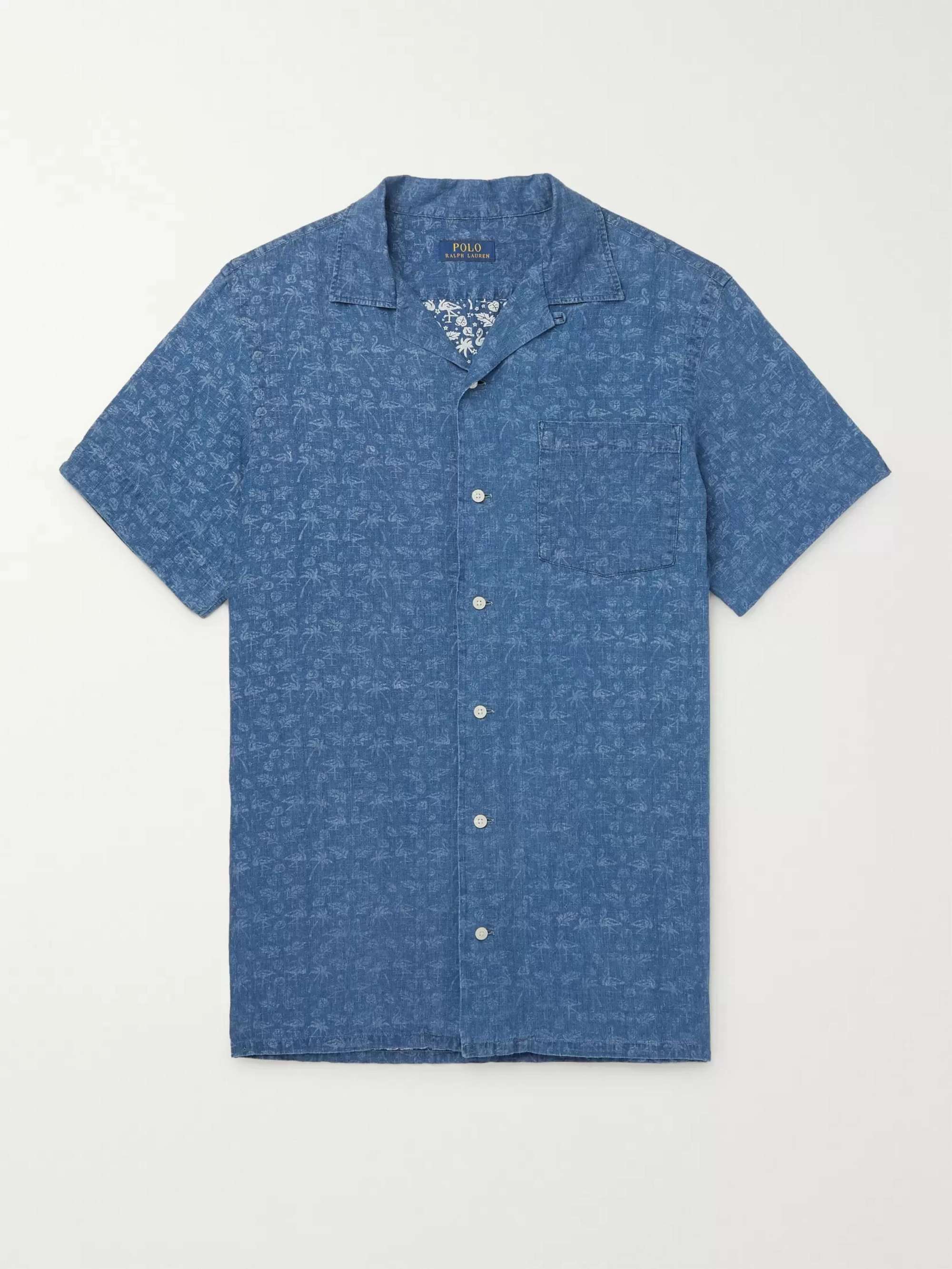 POLO RALPH LAUREN Camp-Collar Overdyed Printed Linen Shirt