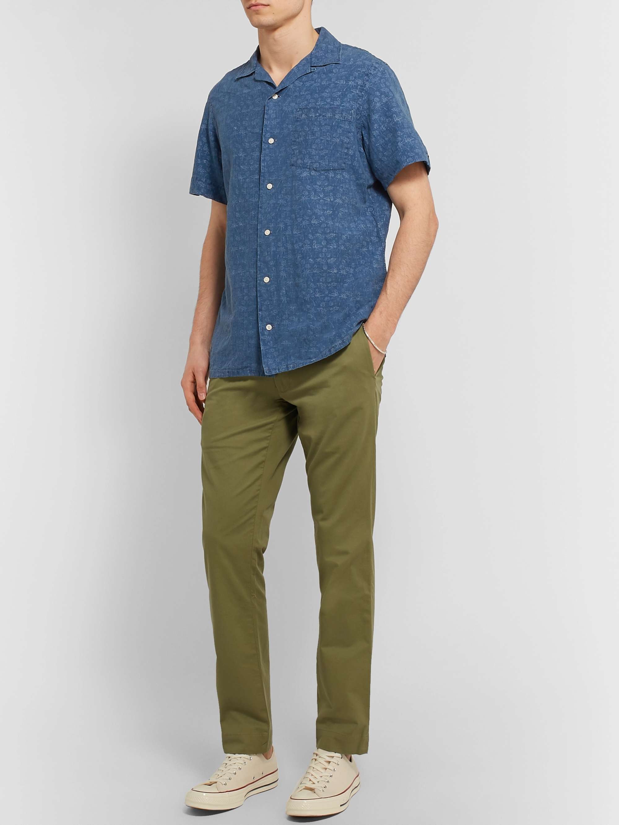 POLO RALPH LAUREN Camp-Collar Overdyed Printed Linen Shirt