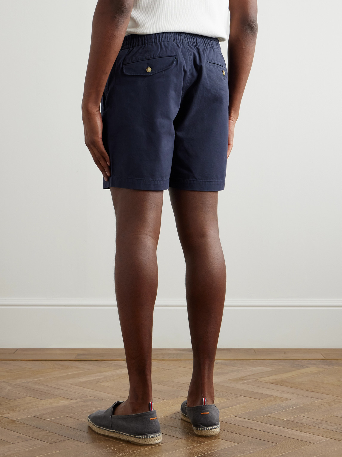 Polo Ralph Lauren Elastic Waistband Swim Shorts With Flap Pocket In Blue