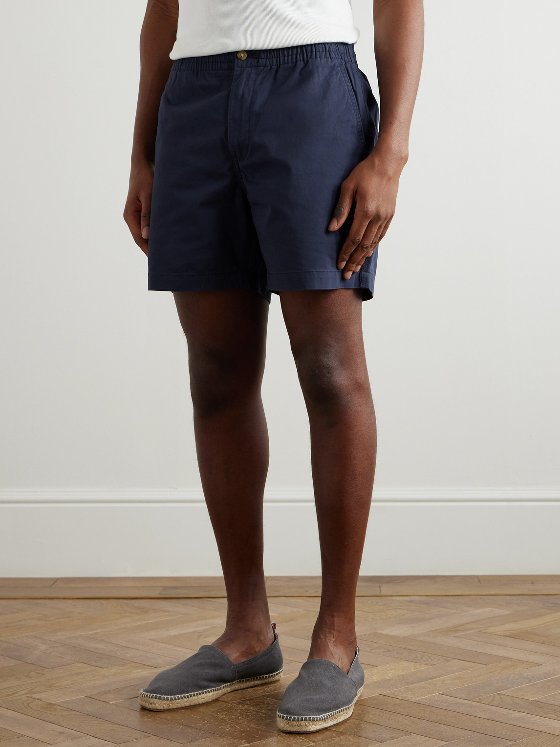 Polo Ralph Lauren Elastic Waistband Swim Shorts With Flap Pocket In Blue