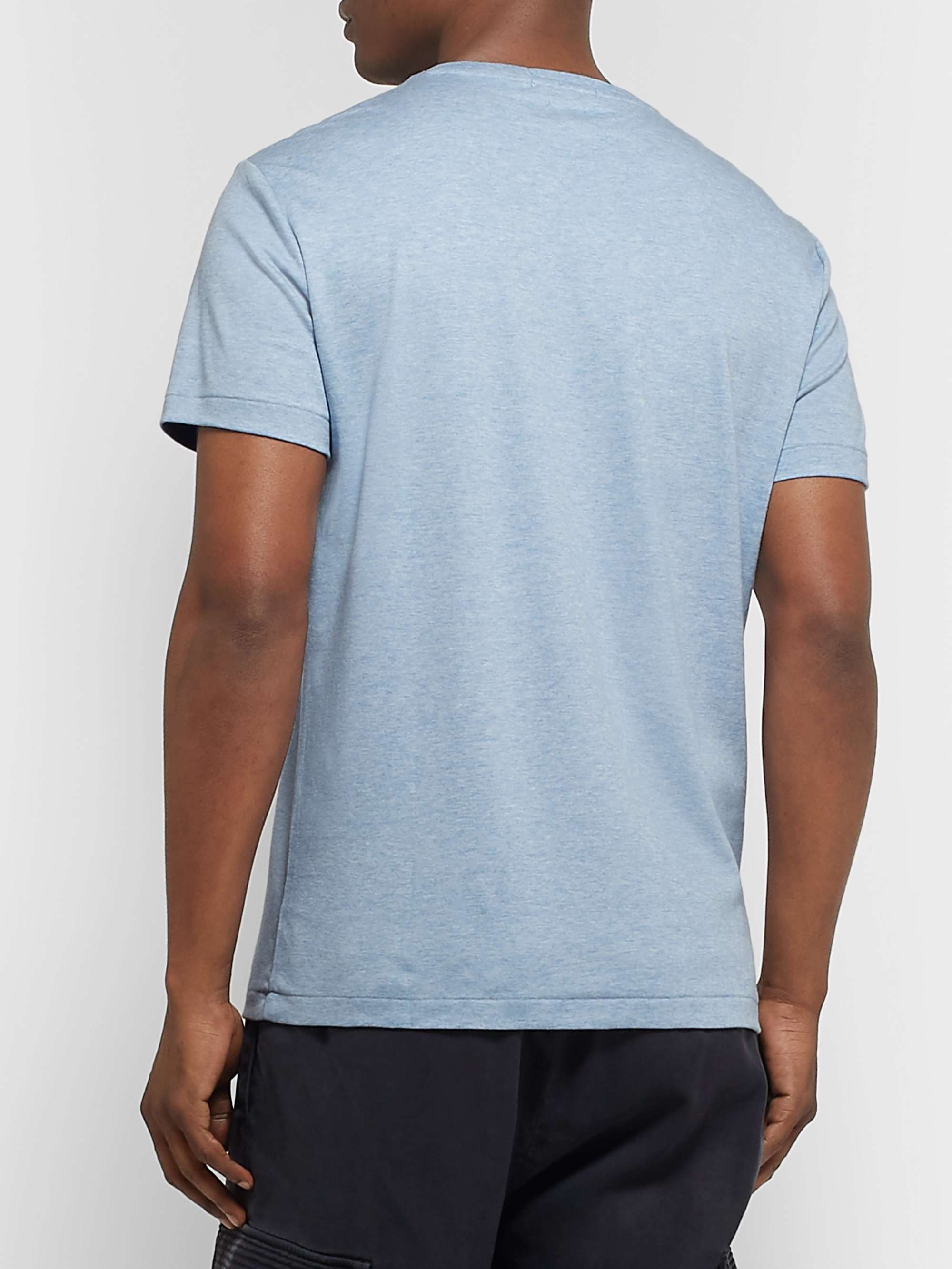 POLO RALPH LAUREN Slim-Fit Logo-Embroidered Mélange Pima Cotton-Jersey T-Shirt