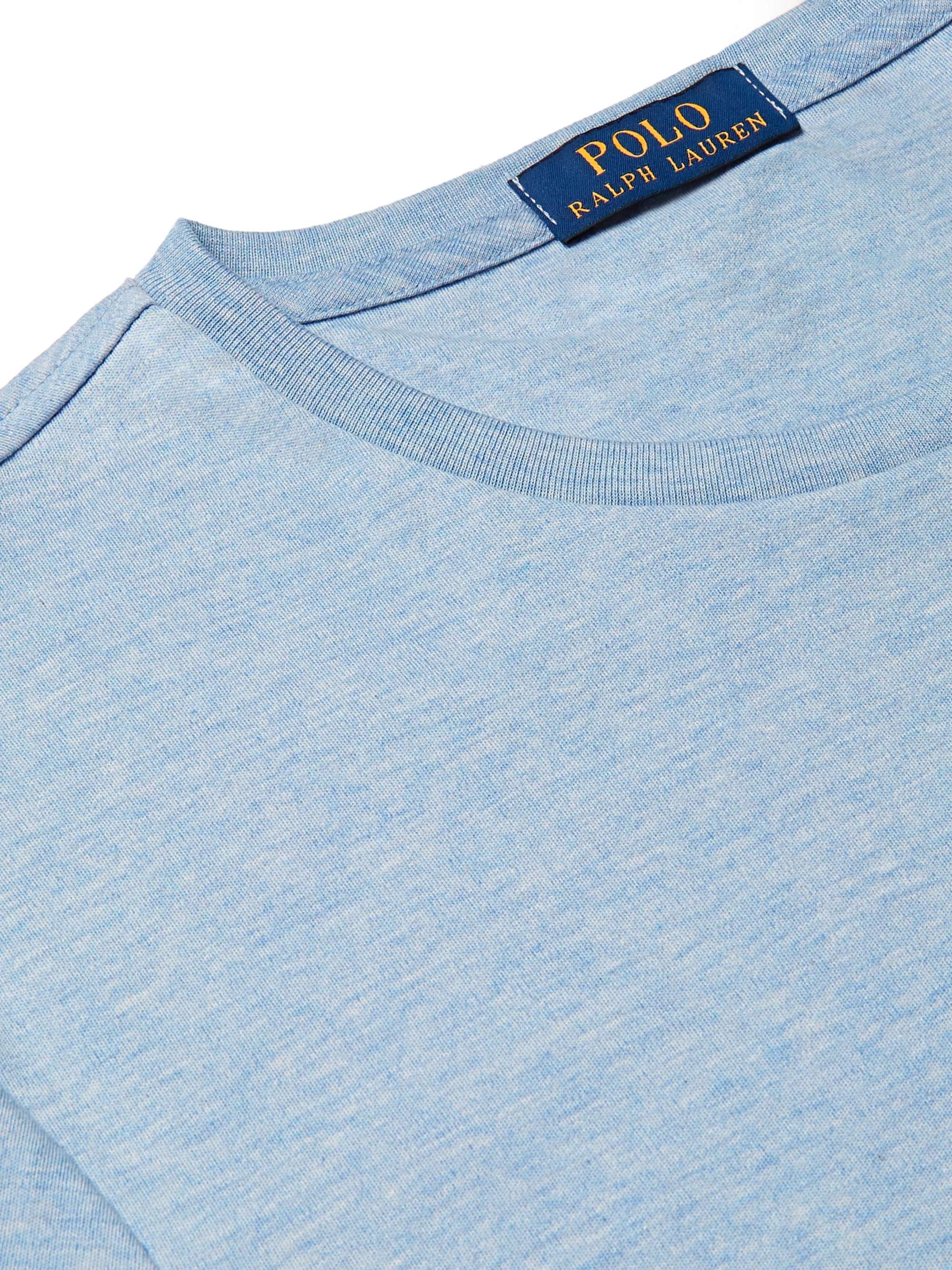POLO RALPH LAUREN Slim-Fit Logo-Embroidered Mélange Pima Cotton-Jersey T-Shirt