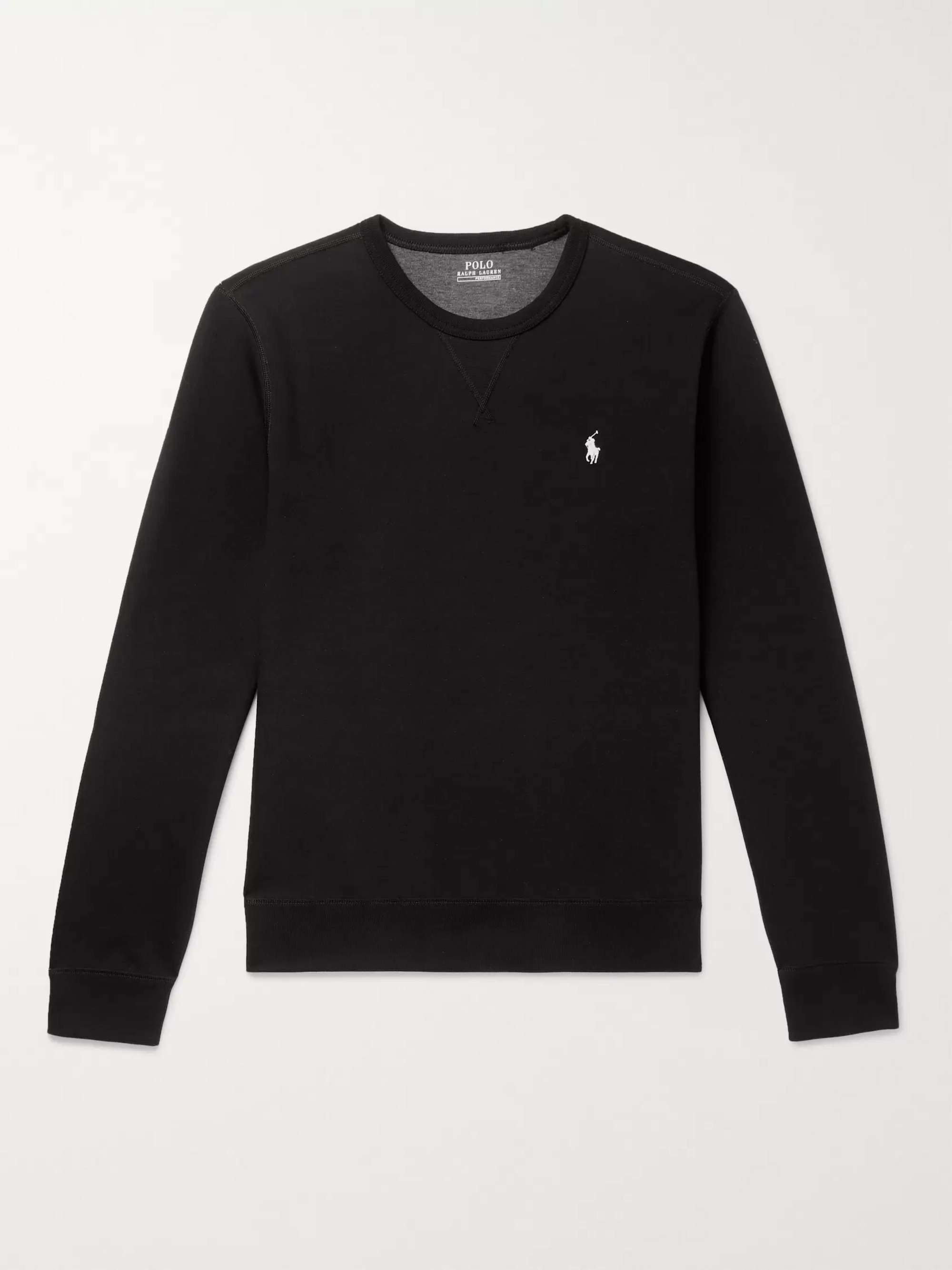 POLO RALPH LAUREN Logo-Embroidered Jersey Sweatshirt,Black