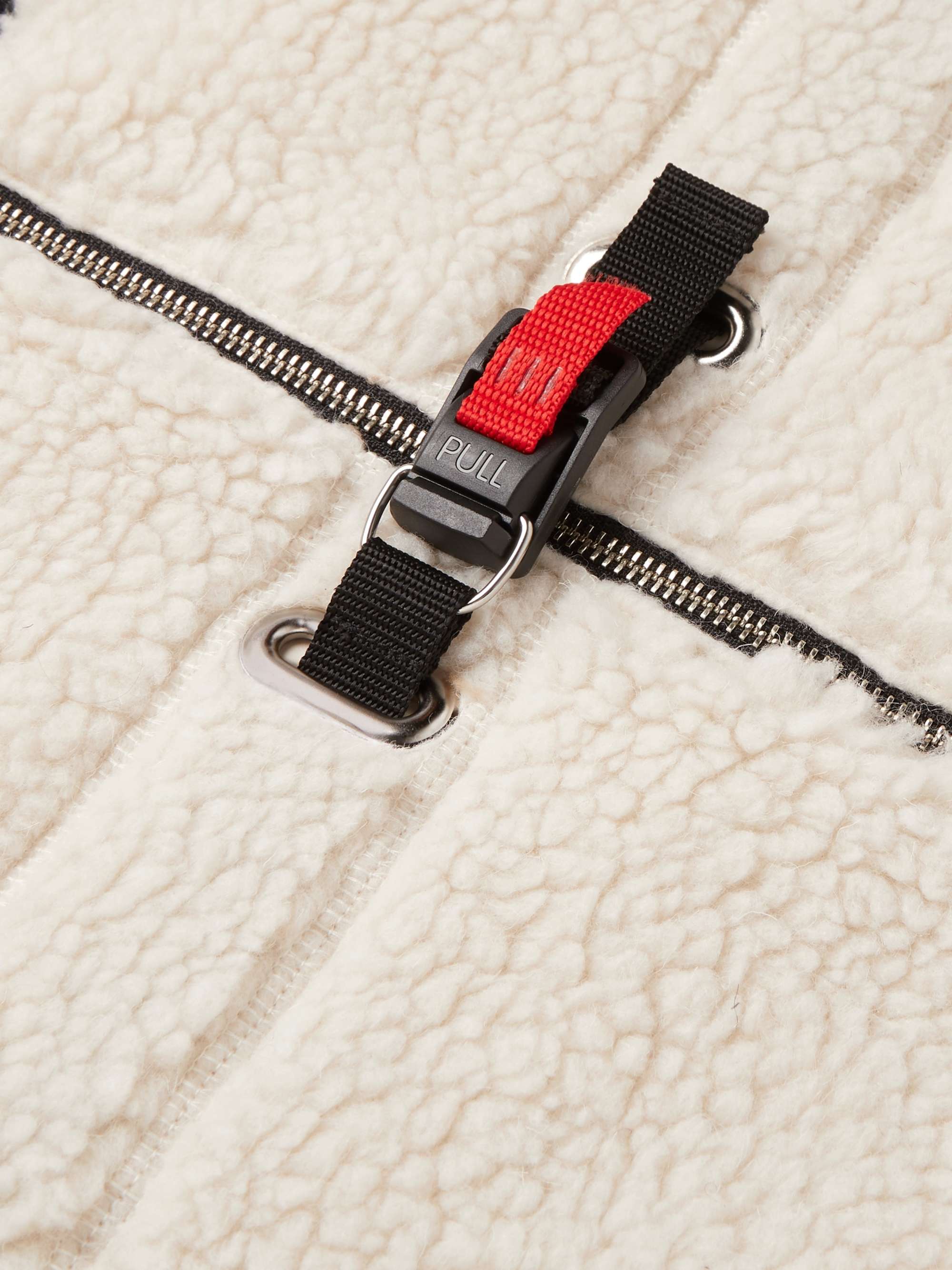 JOHN ELLIOTT Leather-Trimmed Polar Fleece Gilet