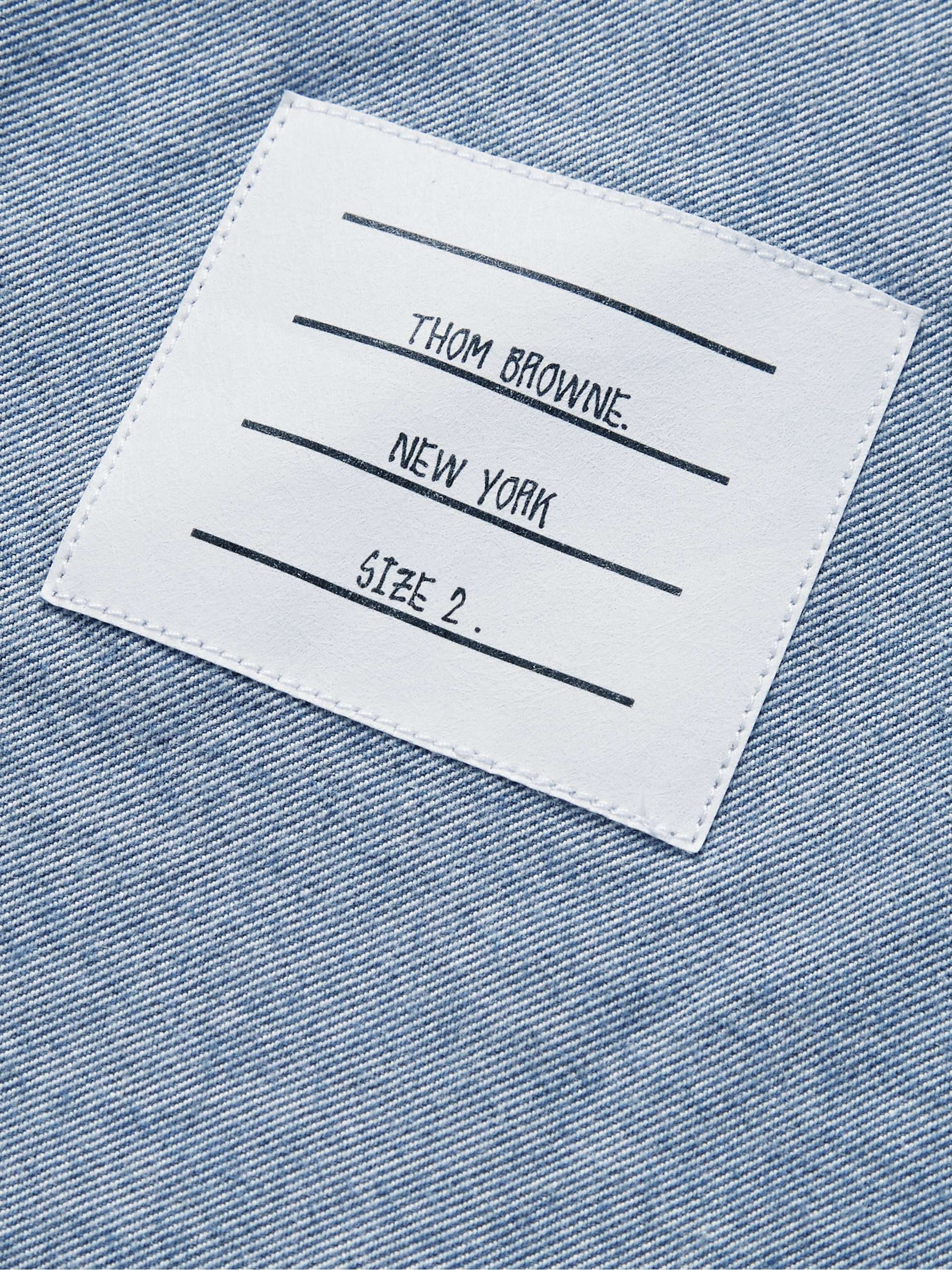 THOM BROWNE Button-Down Collar Striped Cotton Oxford Shirt