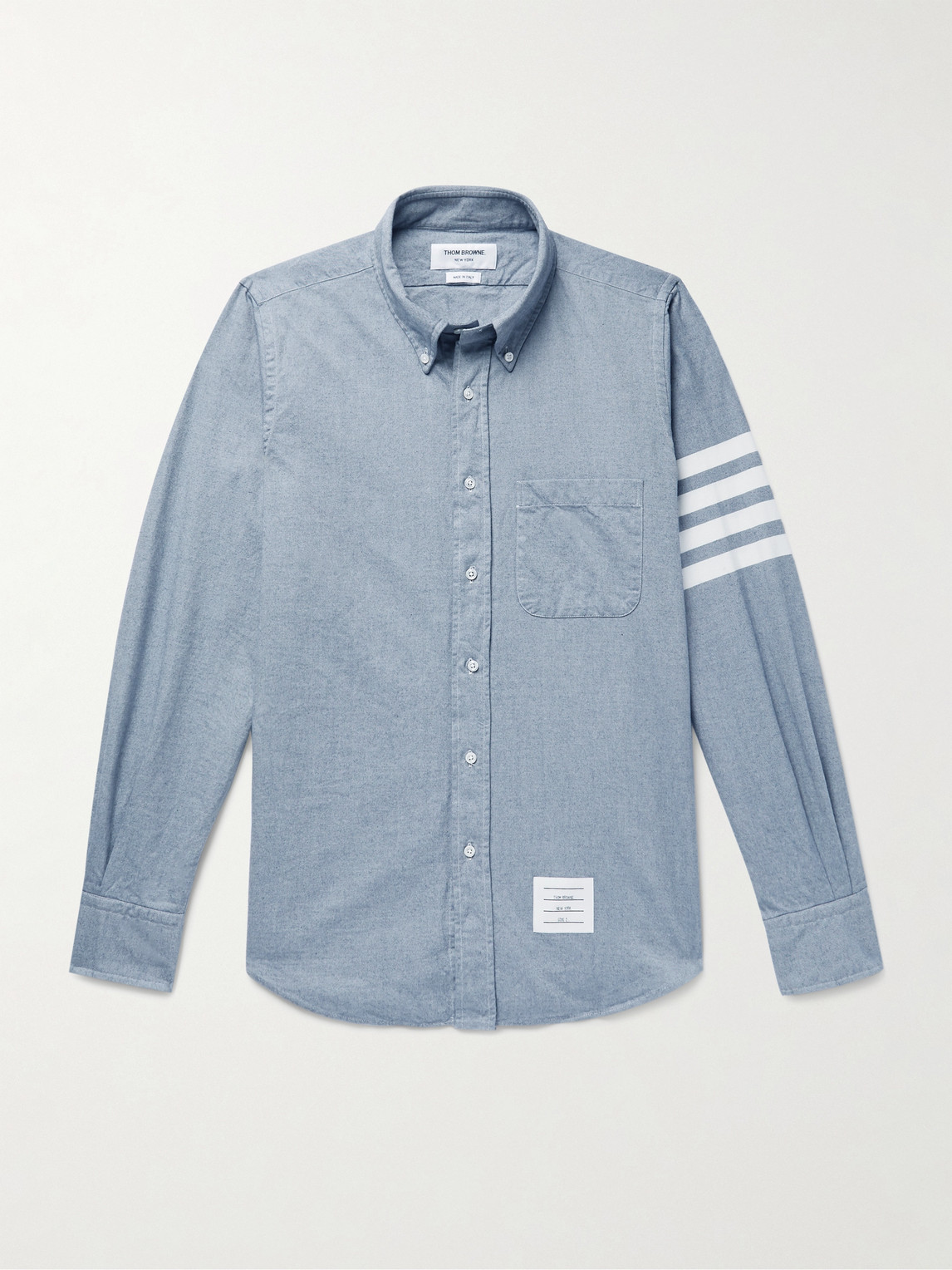 Thom Browne Button-Down Collar Striped Cotton-Flannel Shirt - Men