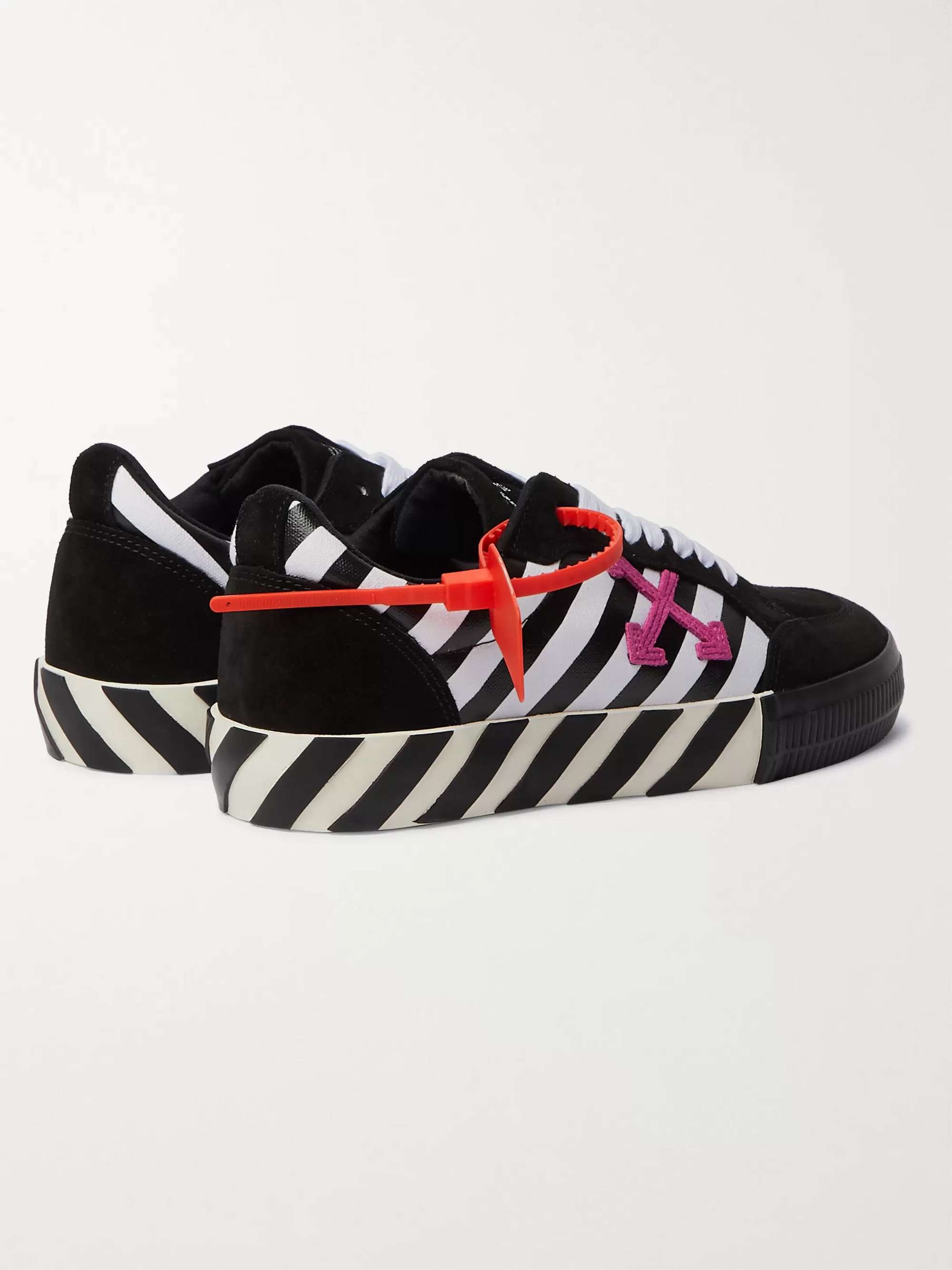 OFF-WHITE Striped Canvas and Suede Sneakers for Men | MR PORTER
