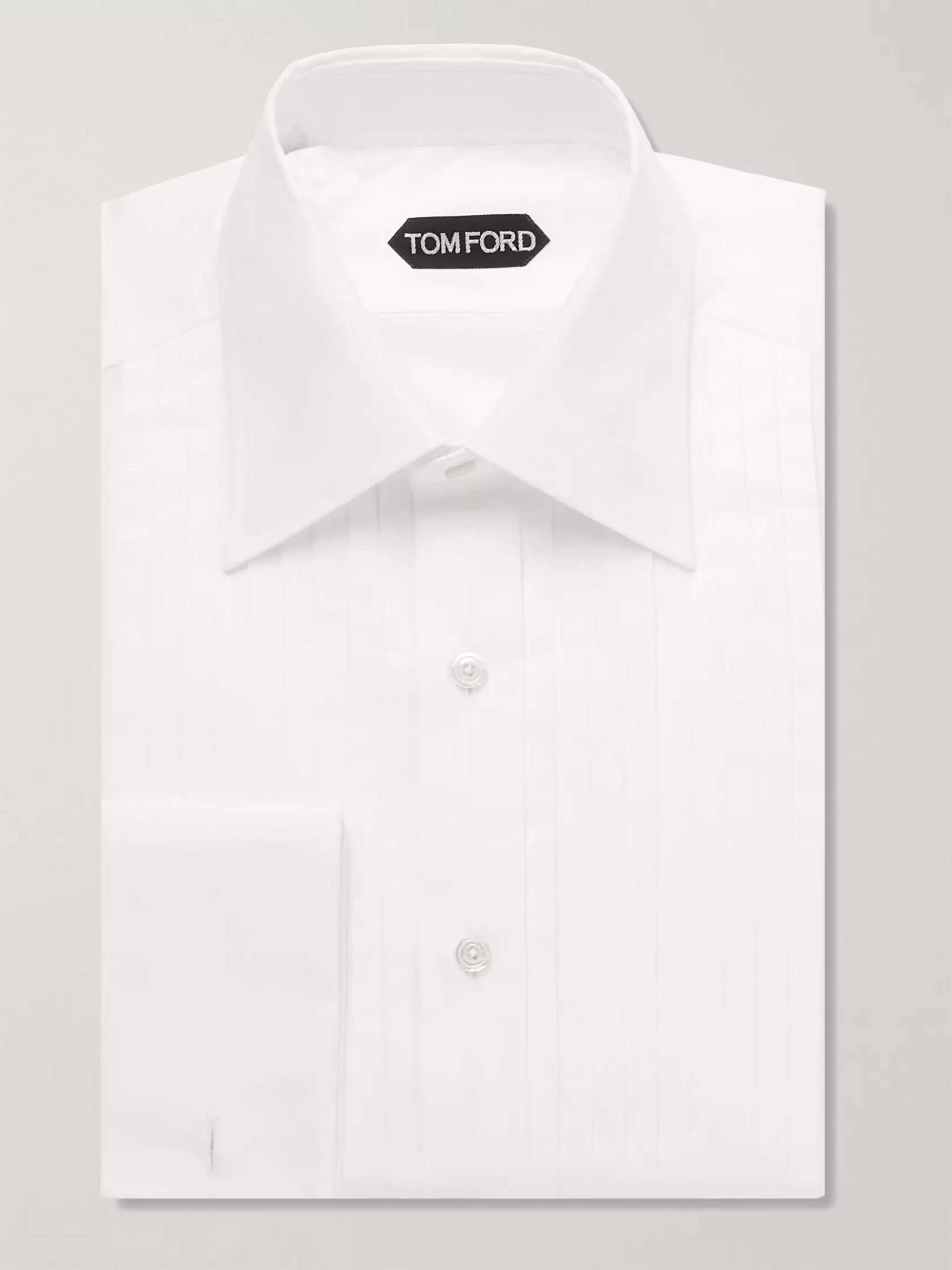 TOM White Pleated Bib-Front Cotton Shirt for Men | PORTER