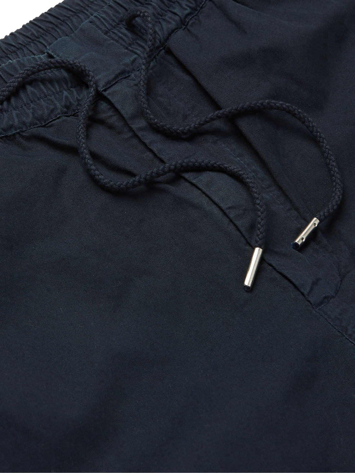 Shop Folk Tapered Cotton-twill Drawstring Trousers In Blue
