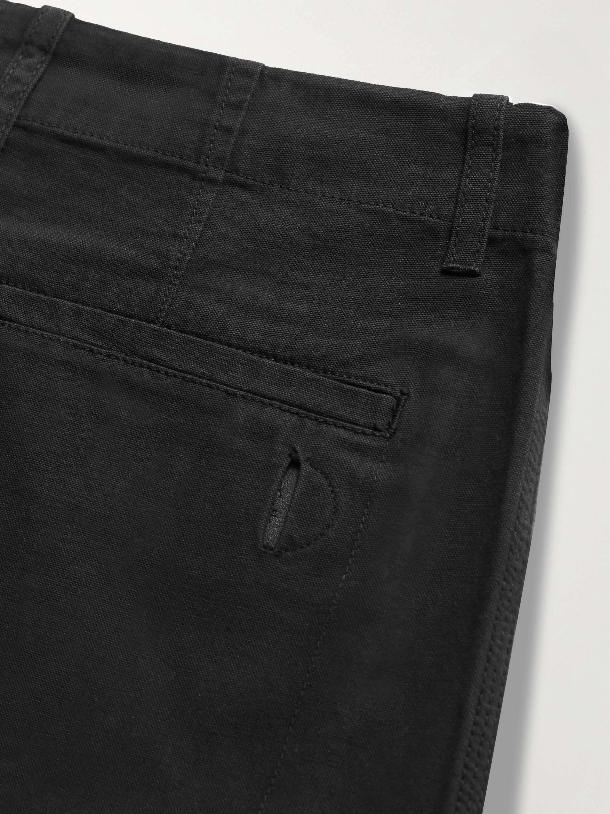FOLK Navy Assembly Tapered Pleated Cotton-Canvas Trousers