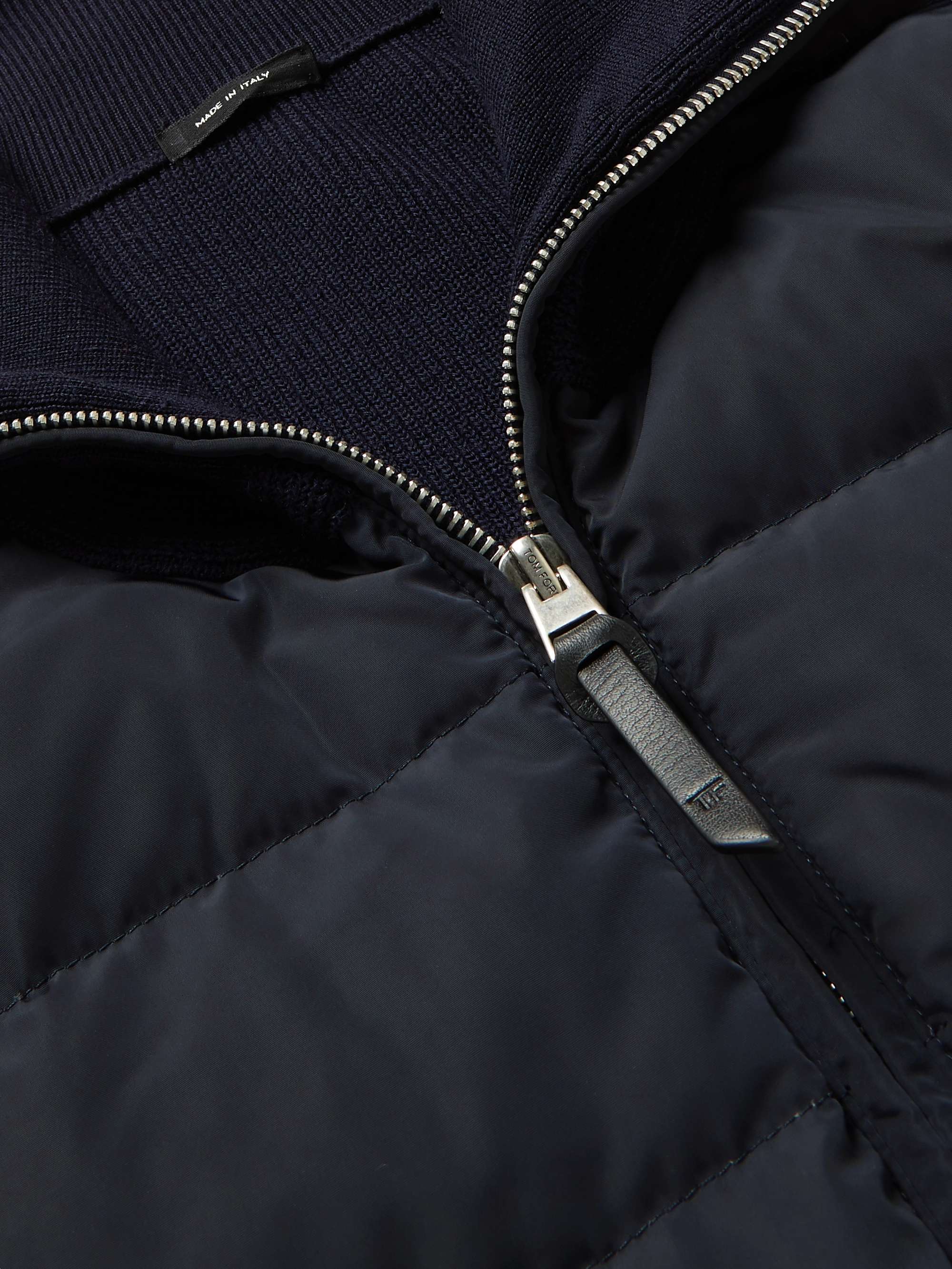TOM FORD Slim-Fit Panelled Ribbed Wool and Quilted Shell Down Jacket