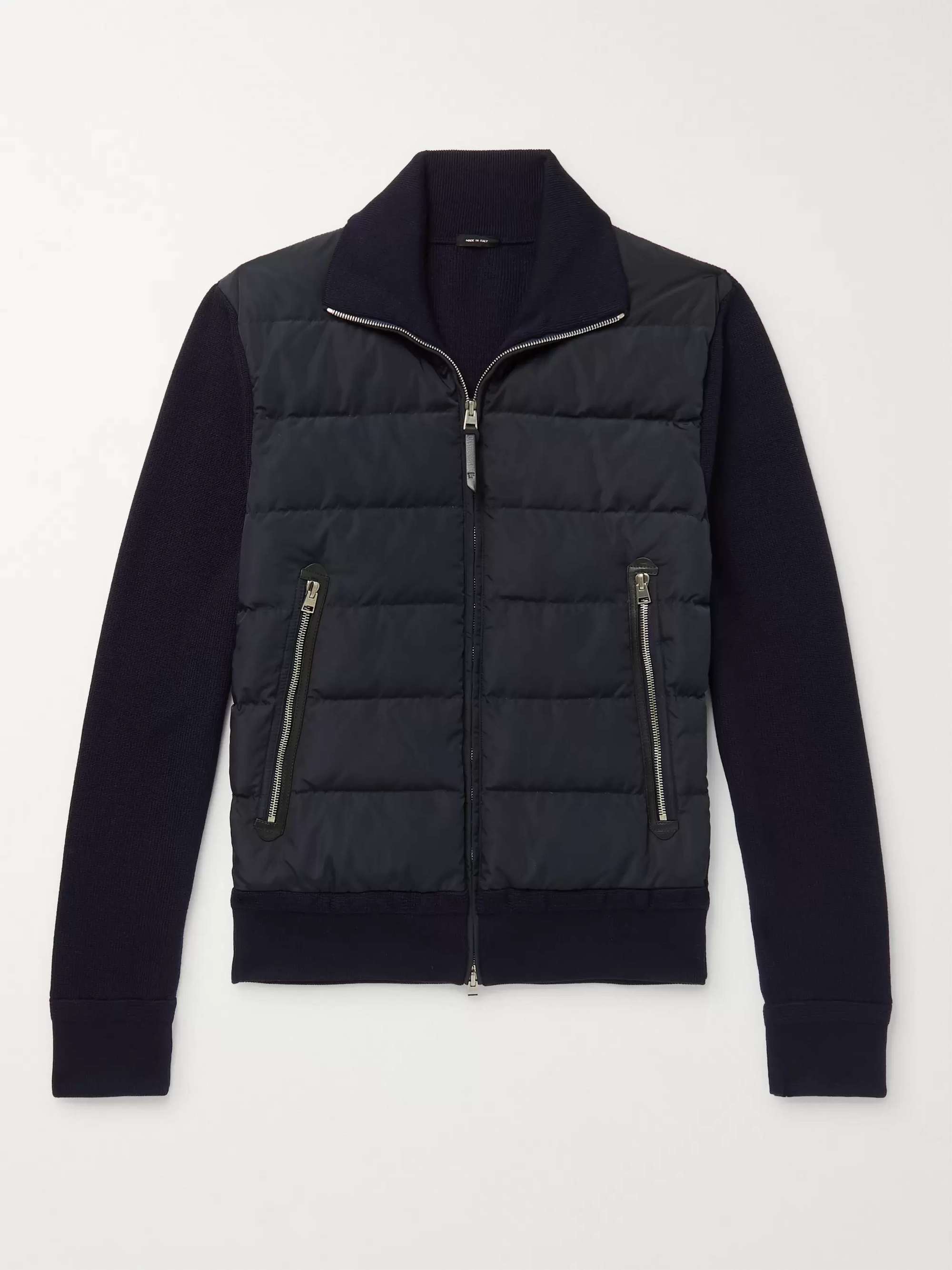 TOM FORD Slim-Fit Panelled Ribbed Wool and Quilted Shell Down