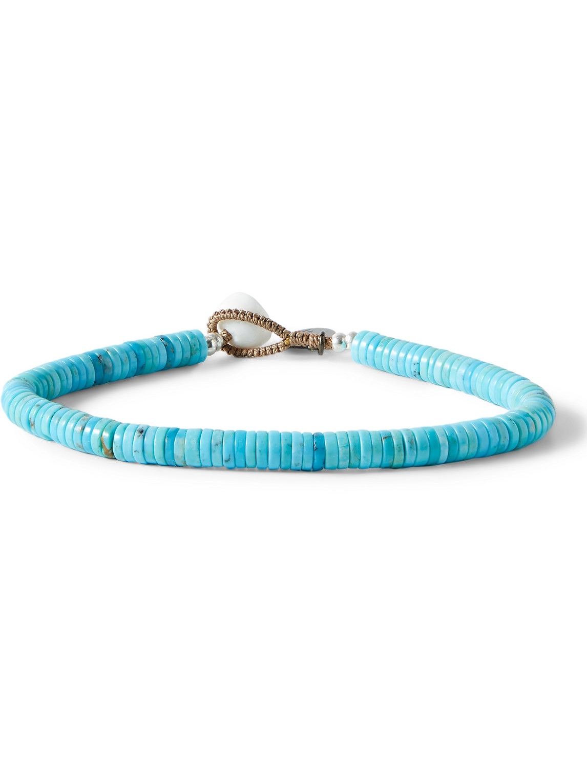 Mikia Silver Turquoise Beaded Bracelet In Blue