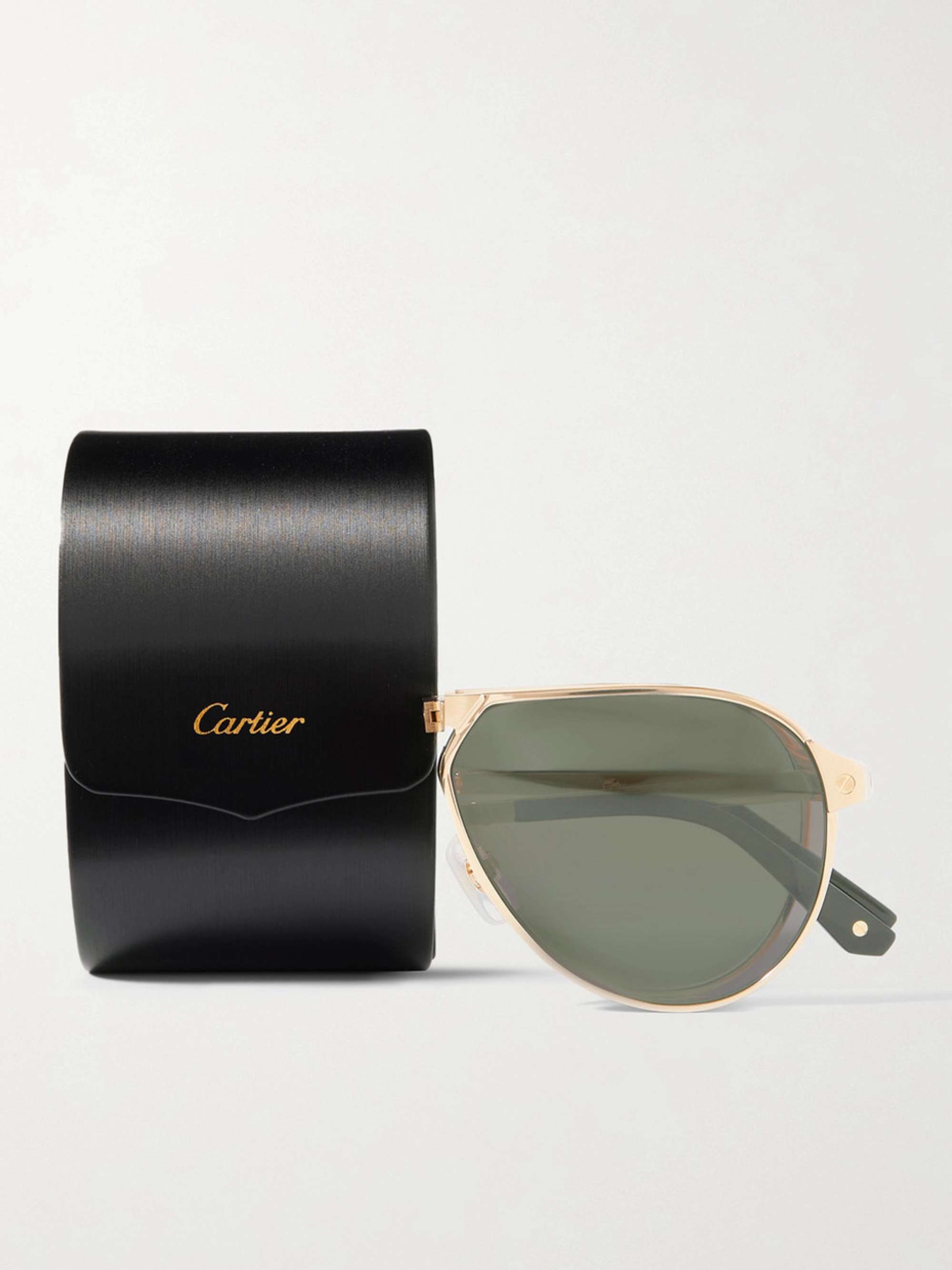 CARTIER EYEWEAR Aviator-Style Gold-Tone Titanium Sunglasses