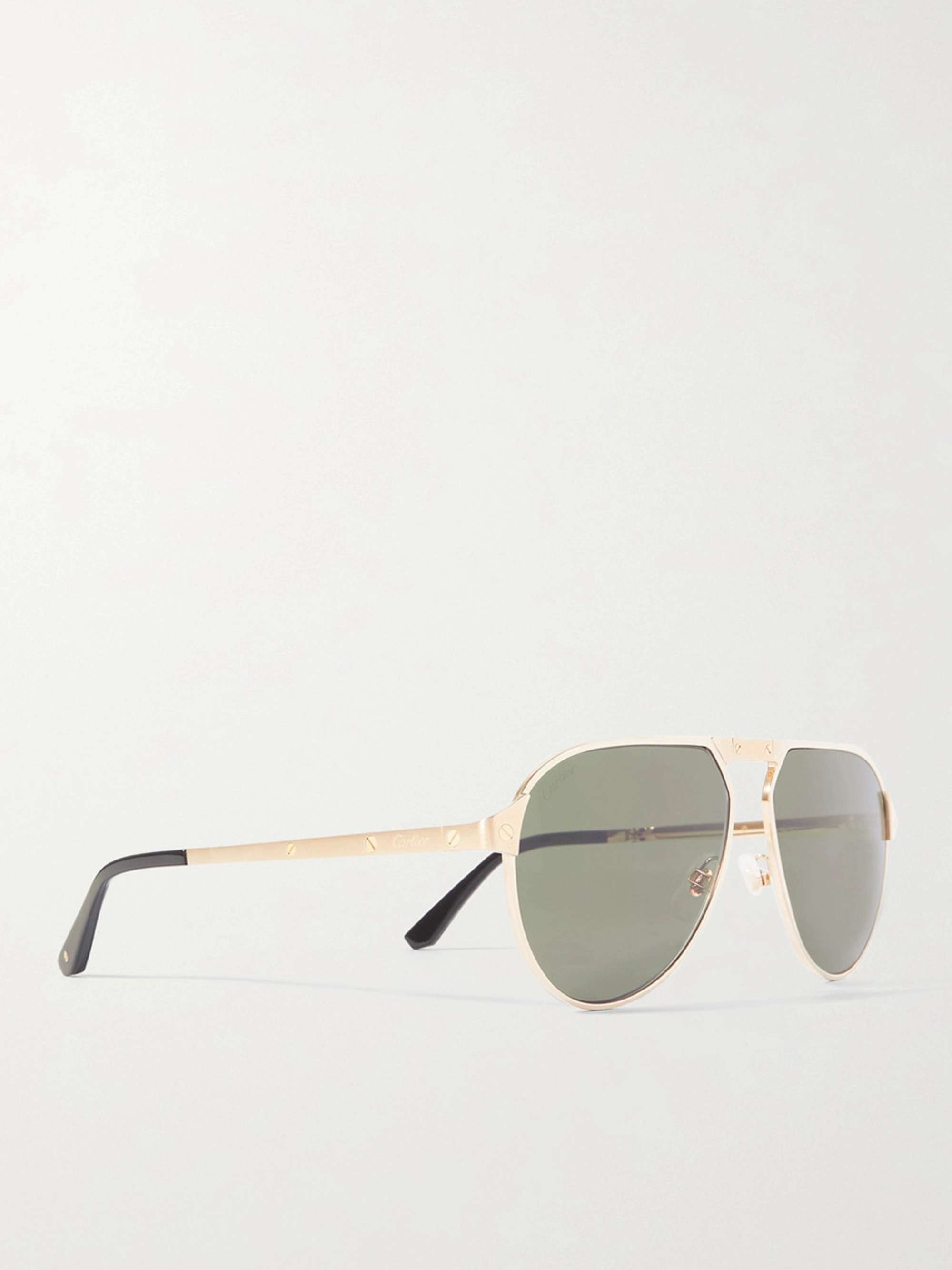 CARTIER EYEWEAR Aviator-Style Gold-Tone Titanium Sunglasses