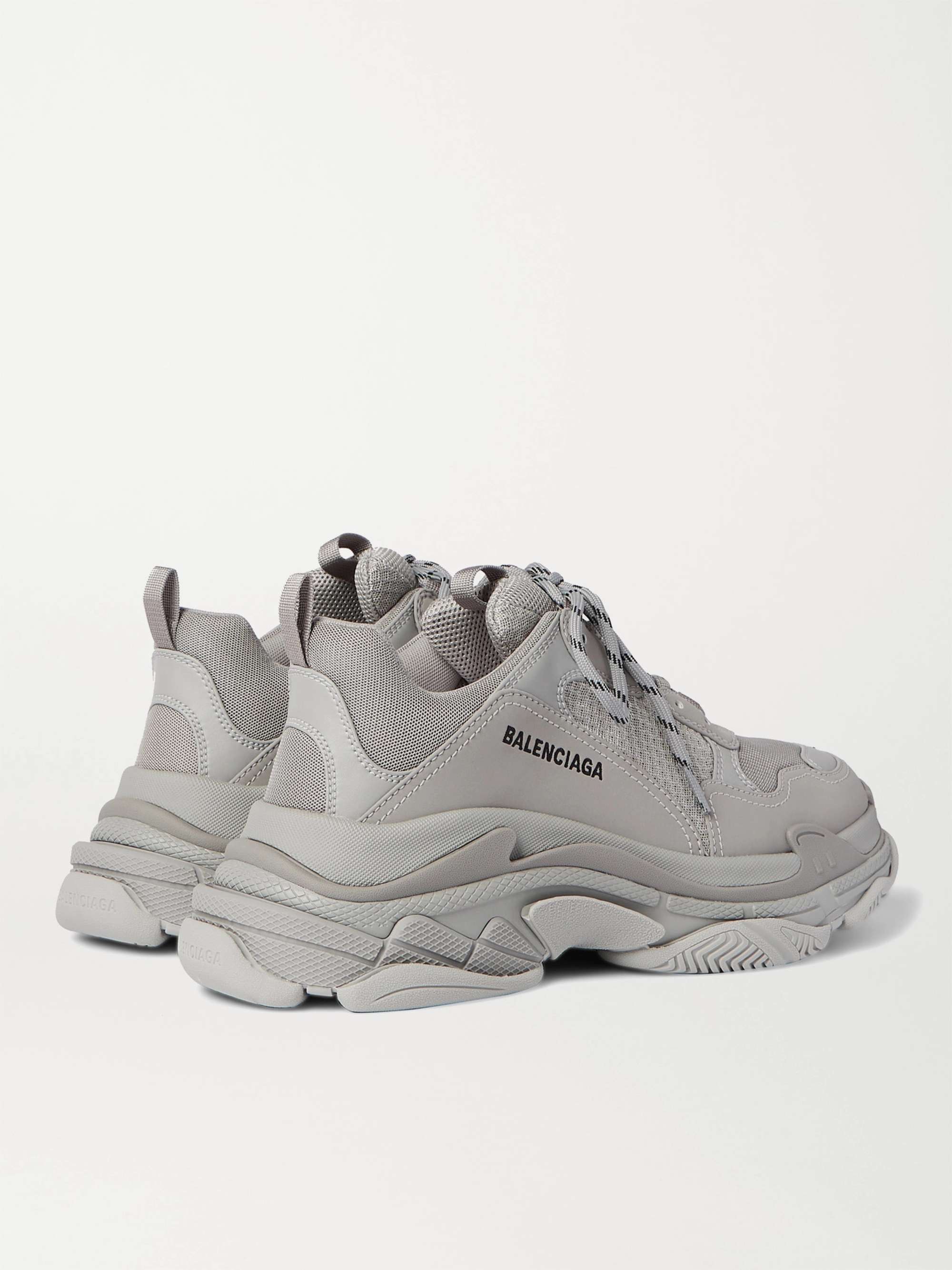 BALENCIAGA Triple S Mesh and Faux Leather Sneakers