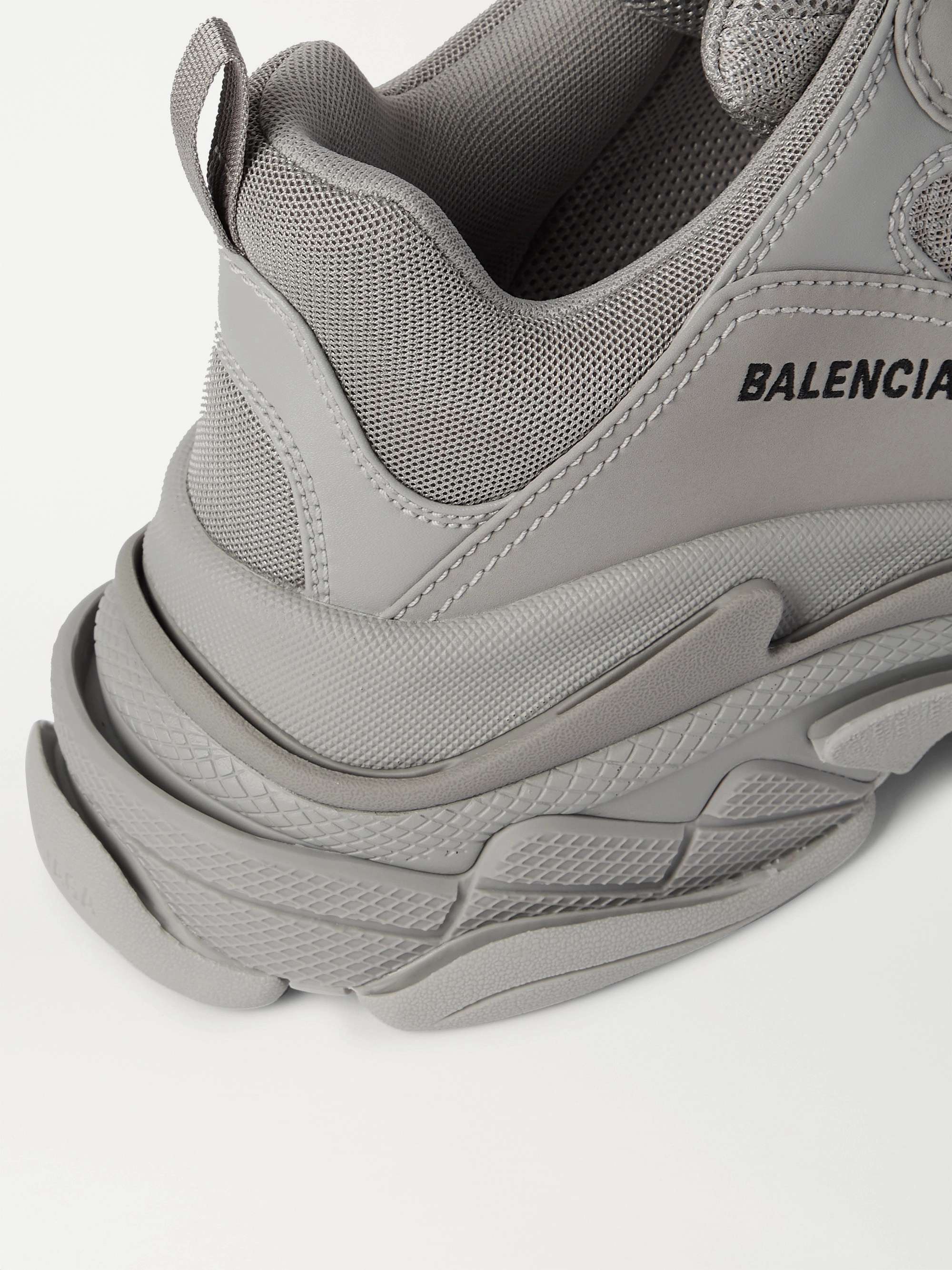 BALENCIAGA Triple S Mesh and Faux Leather Sneakers