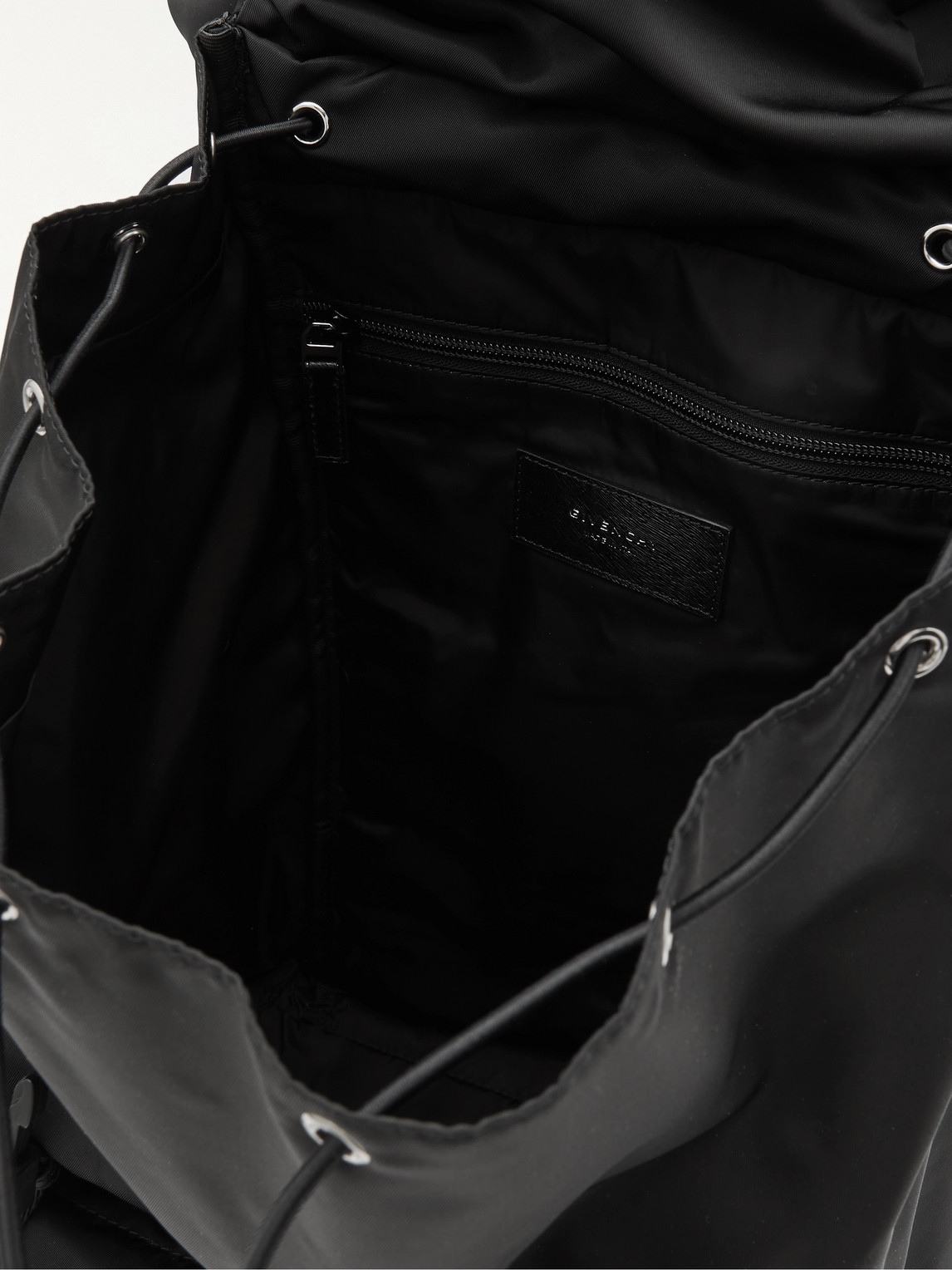 Shop Givenchy 4g Light Leather-trimmed Nylon Backpack In Black