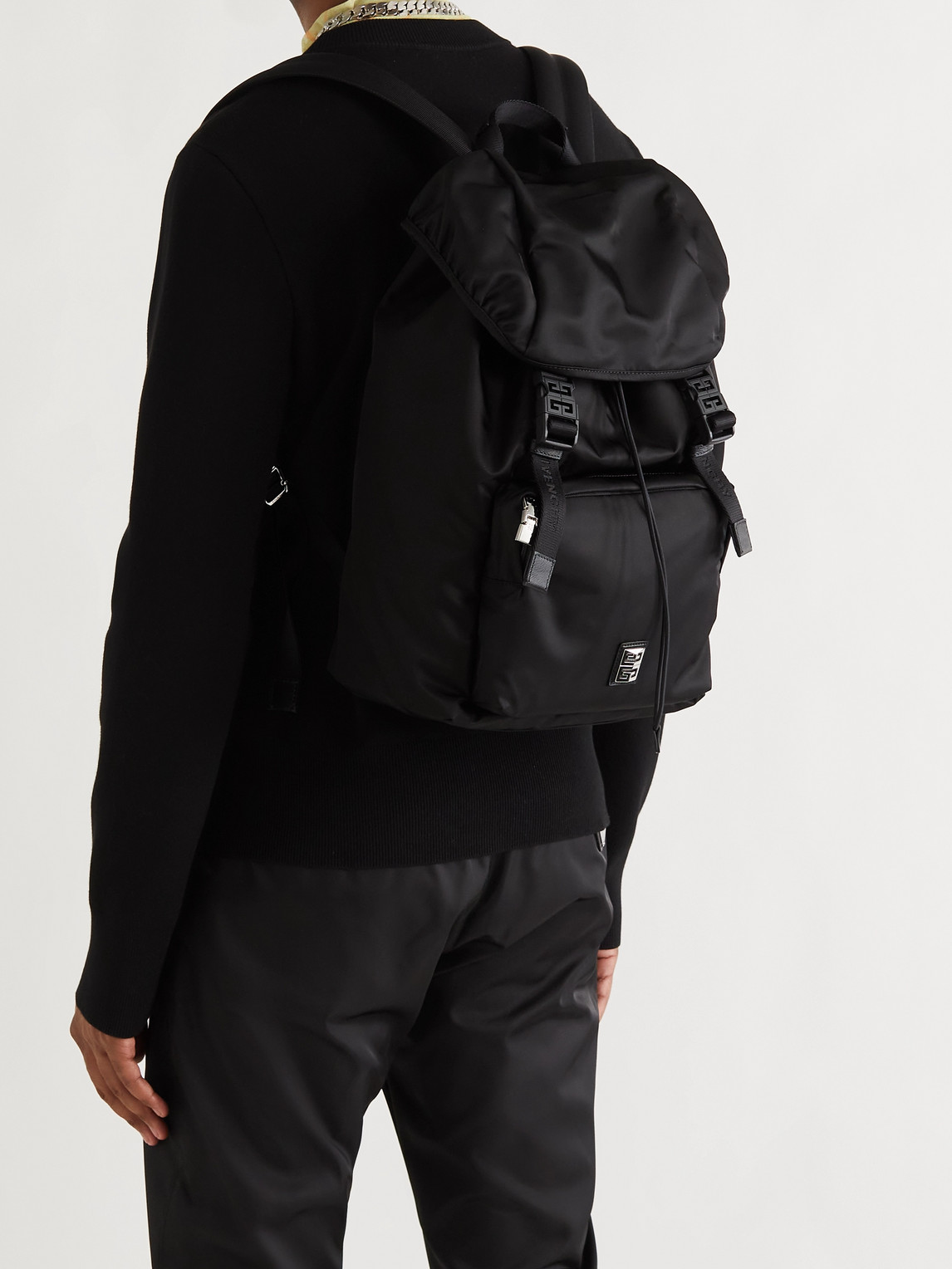 Shop Givenchy 4g Light Leather-trimmed Nylon Backpack In Black