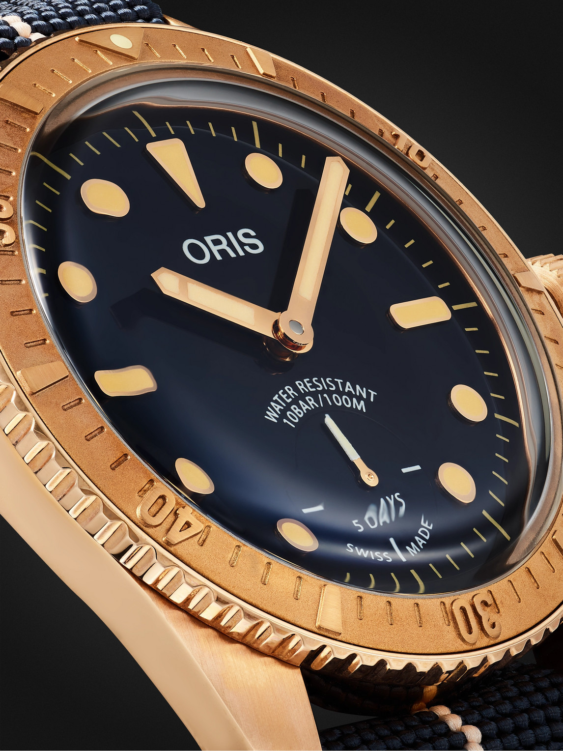 Shop Oris Carl Brashear Limited Edition Automatic 40mm Bronze And Mn Stretch-nylon Webbing Watch, Ref. No. 01  In Blue