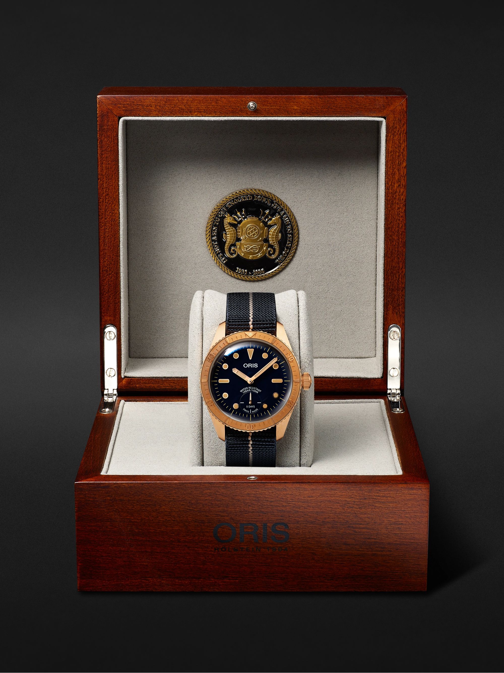 ORIS Carl Brashear Limited Edition Automatic 40mm Bronze and MN Stretch-Nylon Webbing Watch, Ref. No. 01 401 7764 3185-Set
