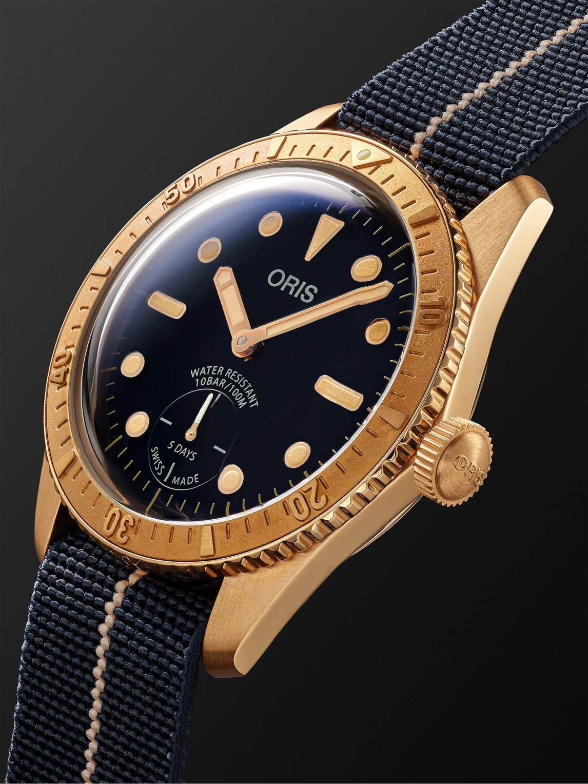 Shop Oris Carl Brashear Limited Edition Automatic 40mm Bronze And Mn Stretch-nylon Webbing Watch, Ref. No. 01  In Blue