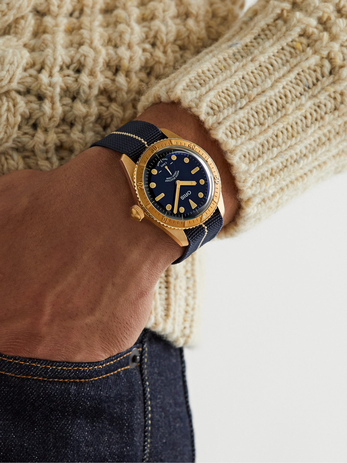 Shop Oris Carl Brashear Limited Edition Automatic 40mm Bronze And Mn Stretch-nylon Webbing Watch, Ref. No. 01  In Blue