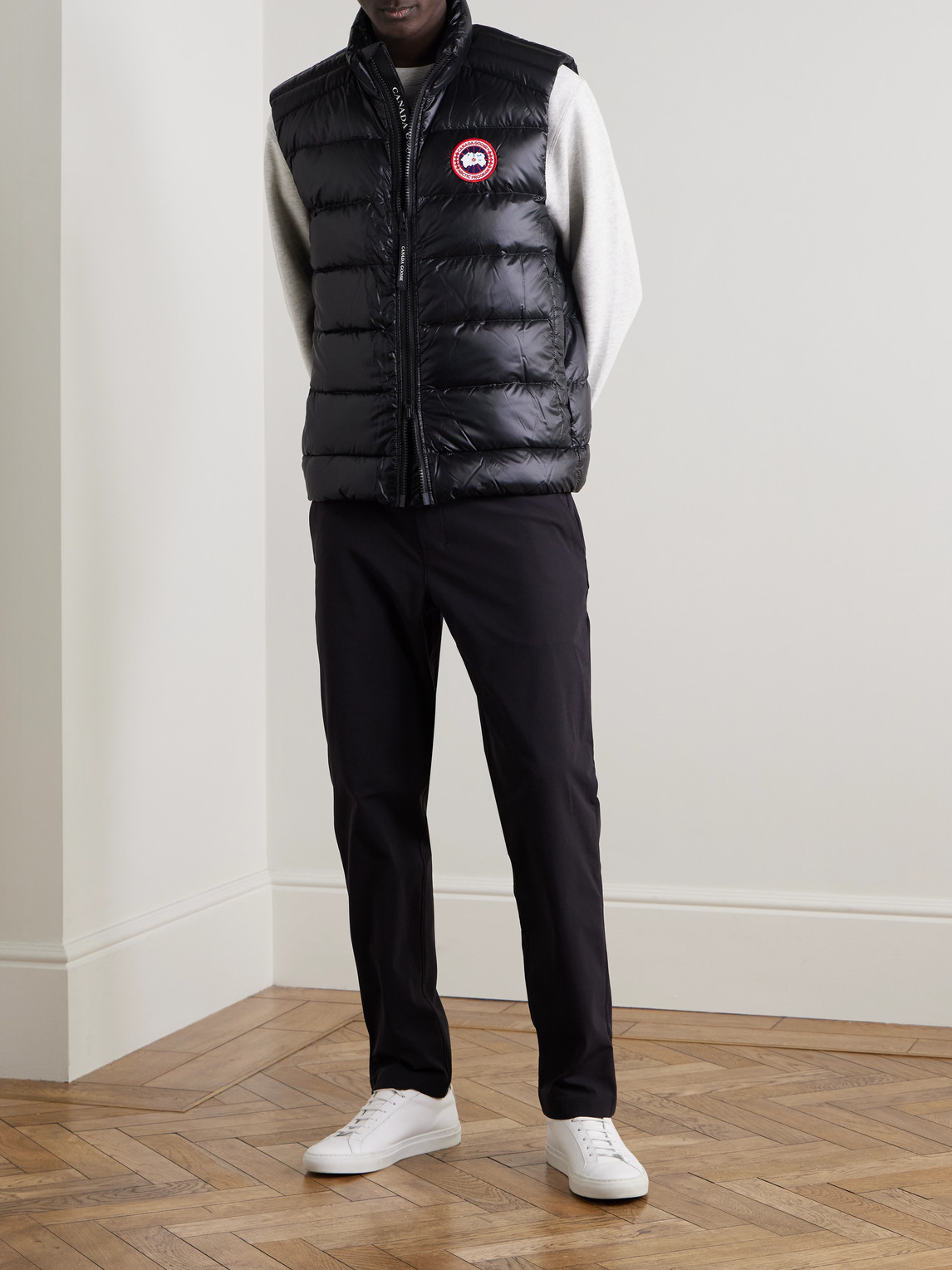 Shop Canada Goose Crofton Slim-fit Quilted Recycled Nylon-ripstop Down Gilet In Black