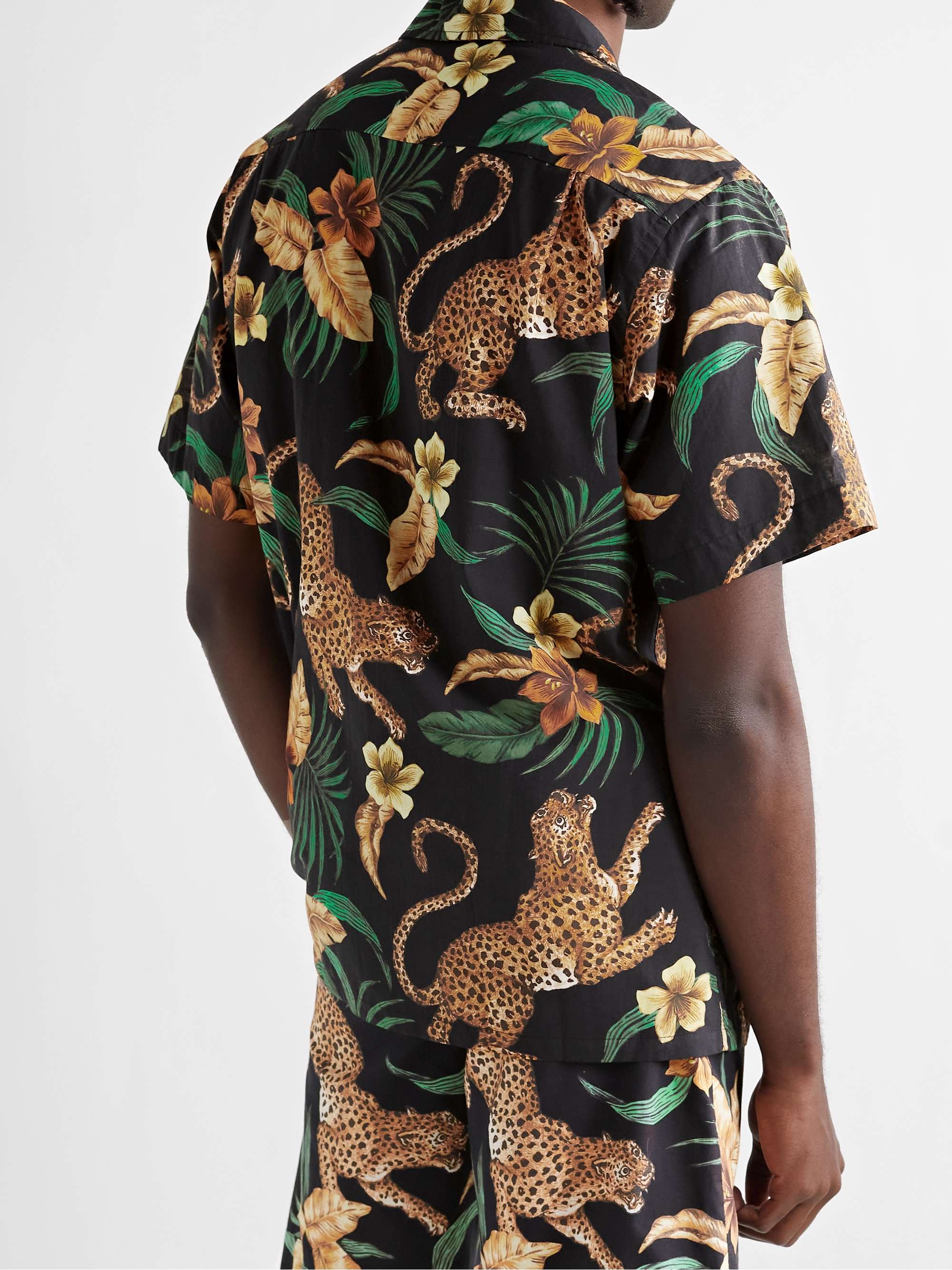 DESMOND & DEMPSEY Cuban Camp-Collar Printed Cotton Pyjama Shirt