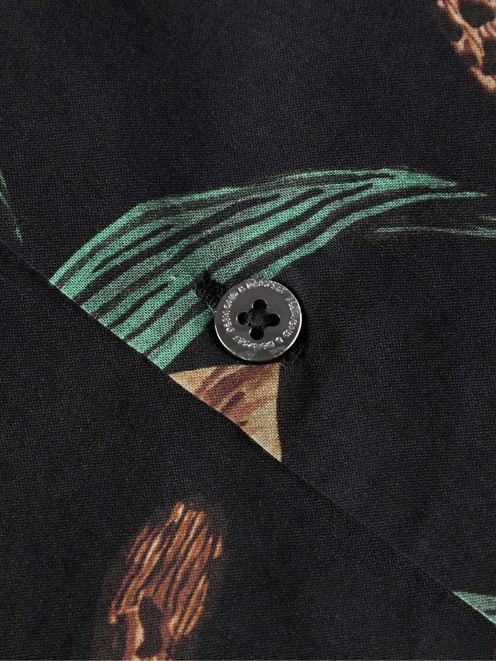 DESMOND & DEMPSEY Cuban Camp-Collar Printed Cotton Pyjama Shirt