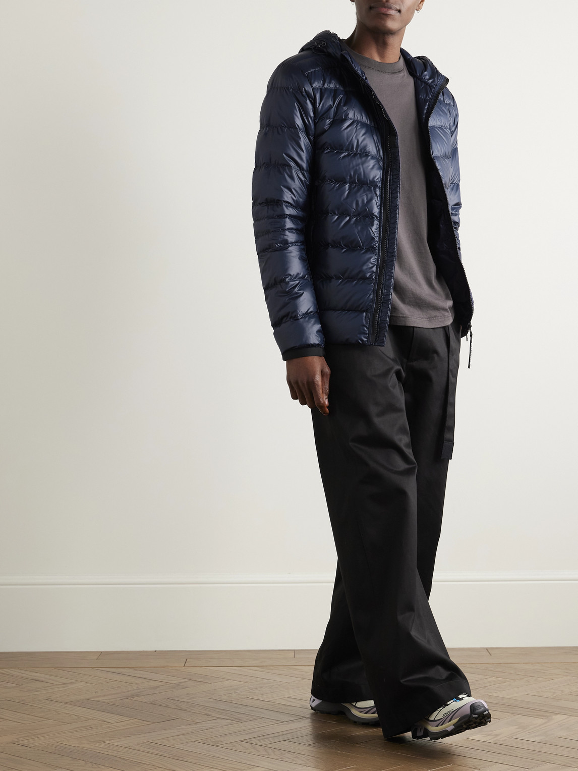 Shop Canada Goose Crofton Slim-fit Recycled Nylon-ripstop Hooded Down Jacket In Blue