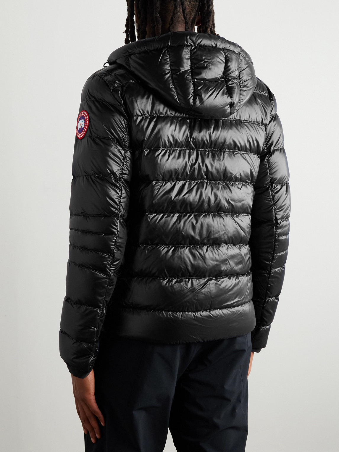 Shop Canada Goose Crofton Slim-fit Recycled Nylon-ripstop Hooded Down Jacket In Black