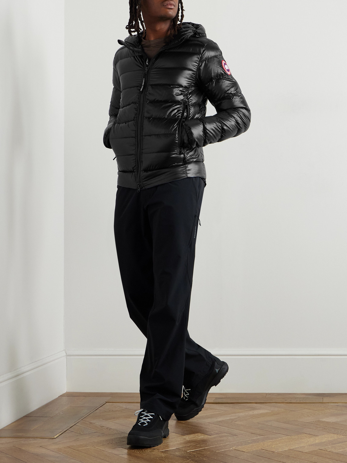 Shop Canada Goose Crofton Slim-fit Recycled Nylon-ripstop Hooded Down Jacket In Black