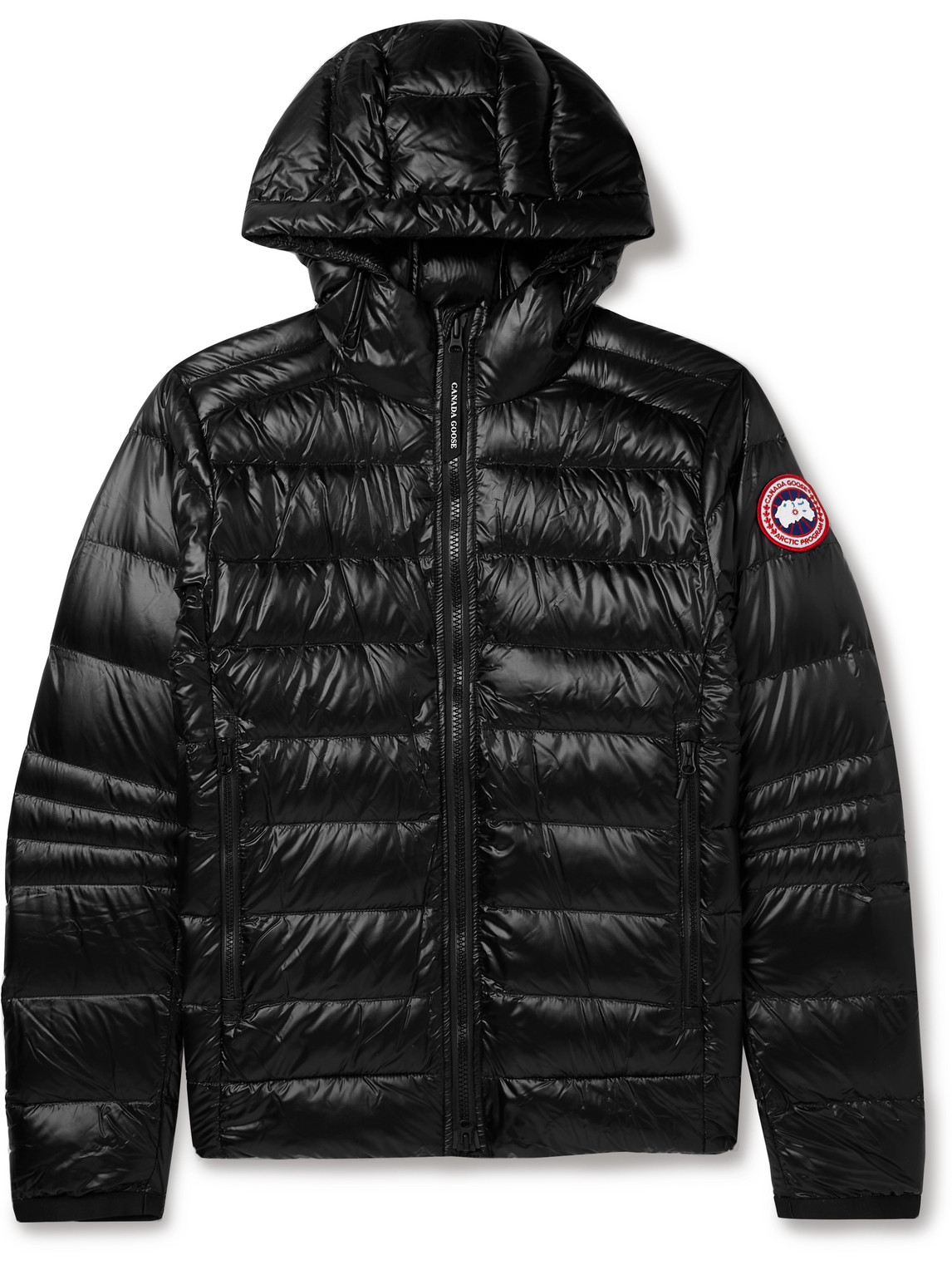 Shop Canada Goose Crofton Slim-fit Recycled Nylon-ripstop Hooded Down Jacket In Black