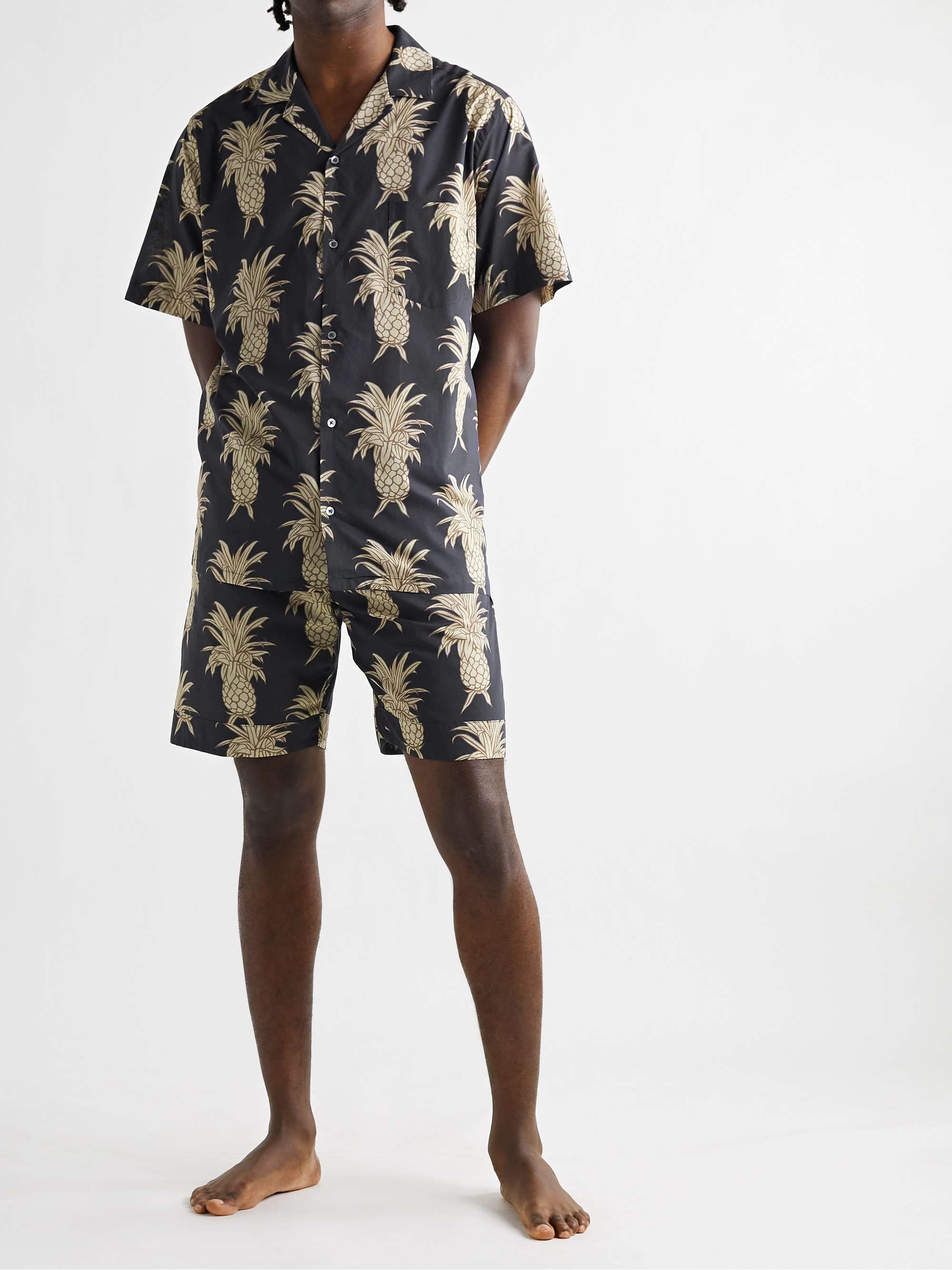 DESMOND & DEMPSEY Printed Cotton Pyjama Shorts