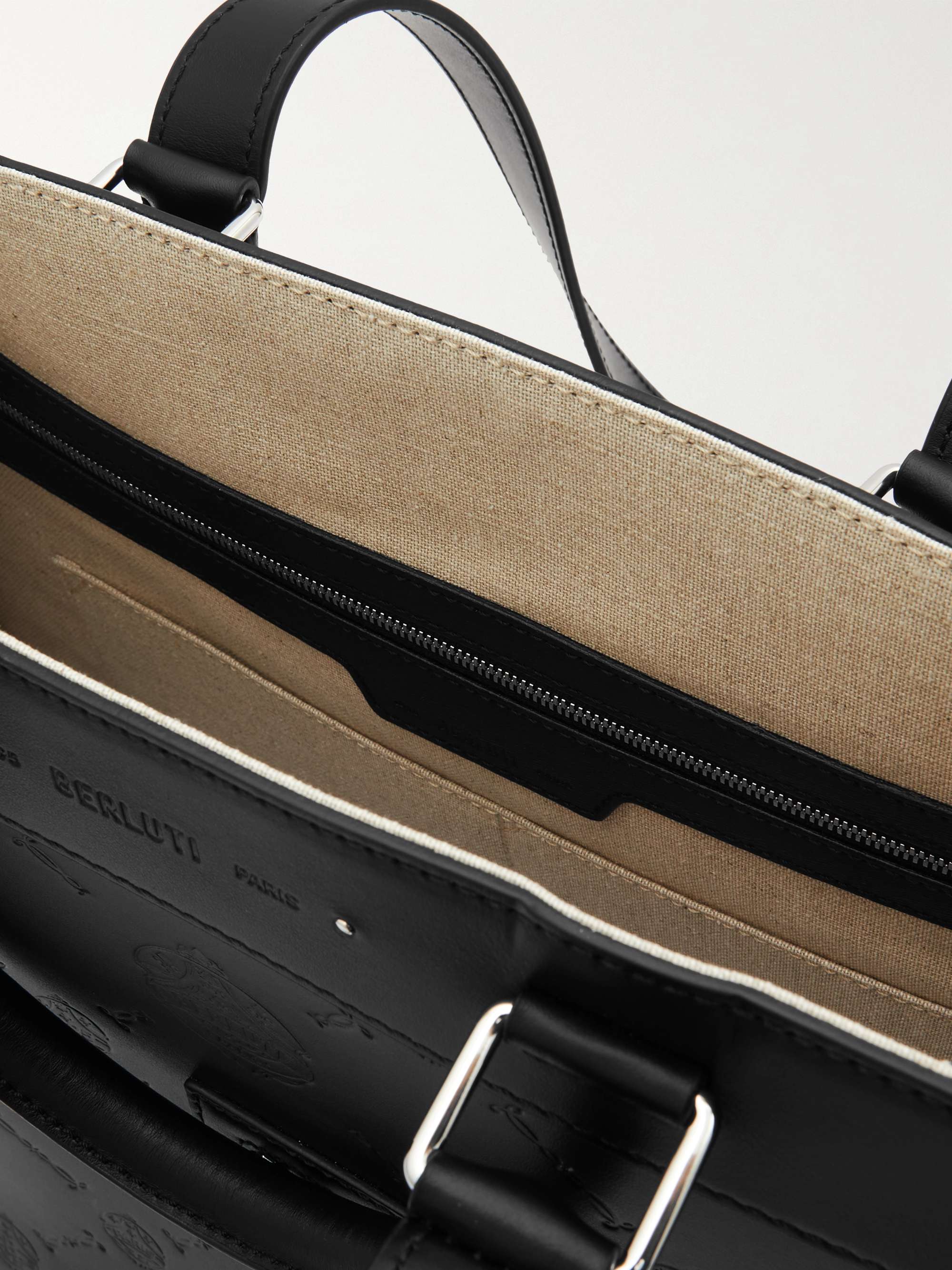 BERLUTI Logo-Debossed Leather Tote Bag