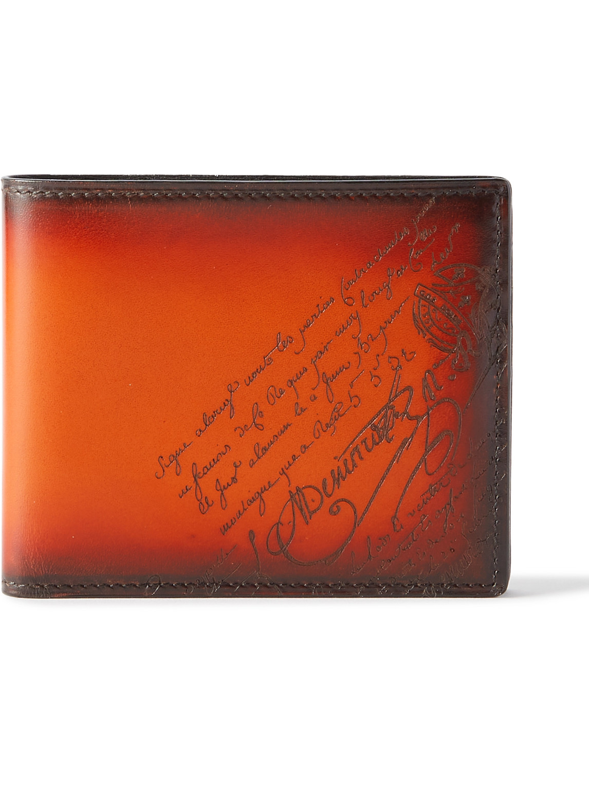 Berluti Scritto Leather Billfold Wallet In Brown