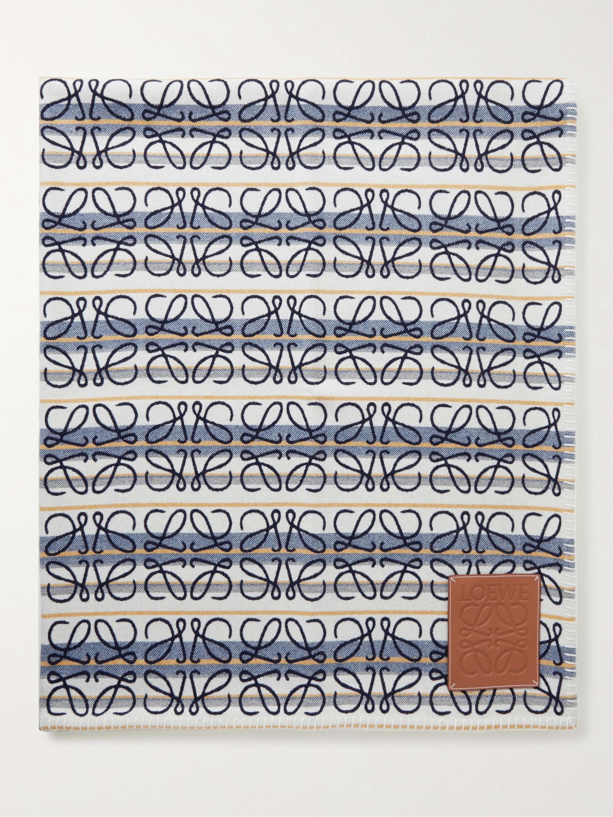 LOEWE Logo-Appliquéd Wool and Cashmere-Blend Jacquard Blanket for Men