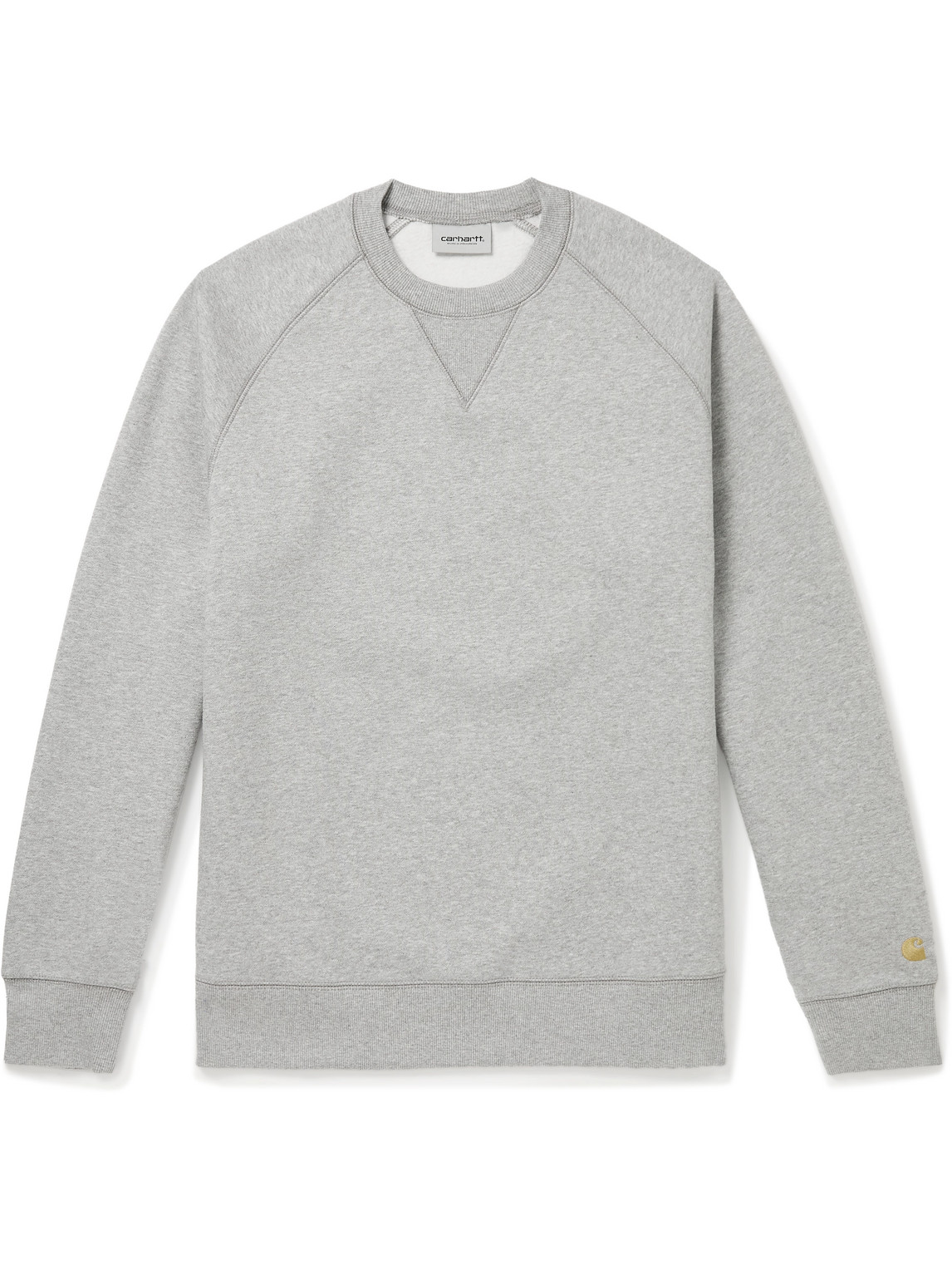 Shop Carhartt Chase Logo-embroidered Cotton-blend Jersey Sweatshirt In Gray